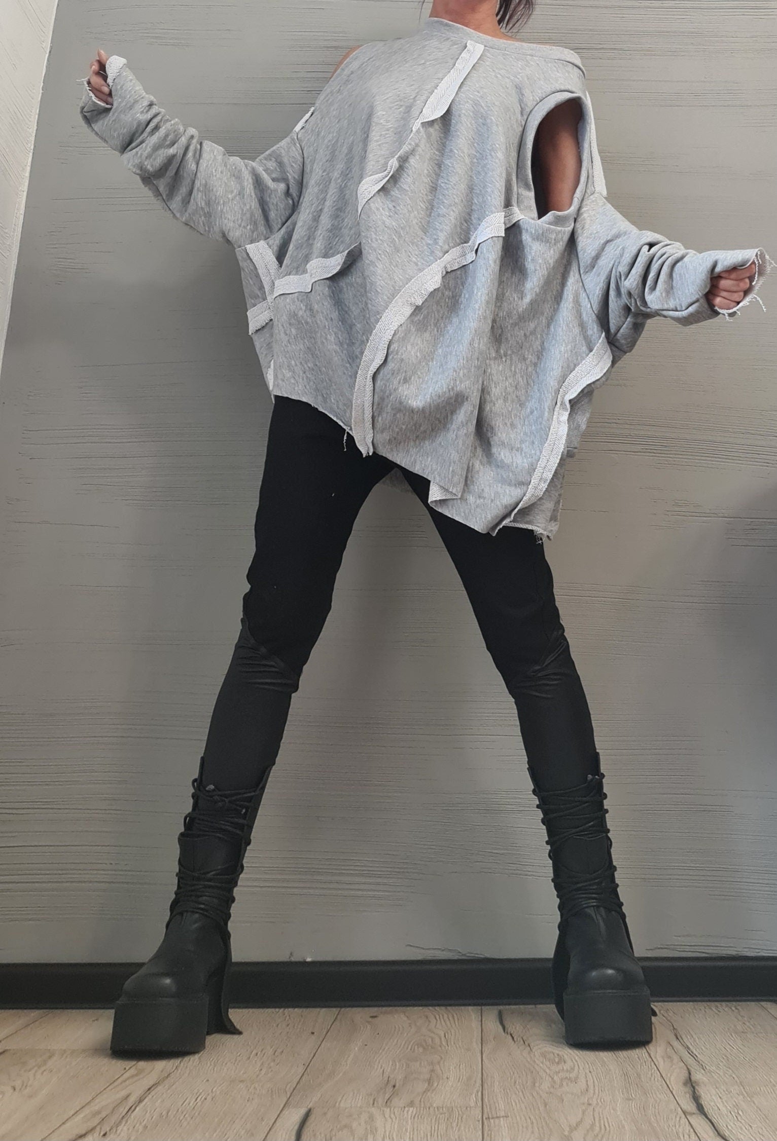 Asymmetrical tunic, Avant Garde Tunic, Loose Tunic, Deconstructed Top, Gothic tunic,  Long Short Sleeve Top DRESSSHOESCODE