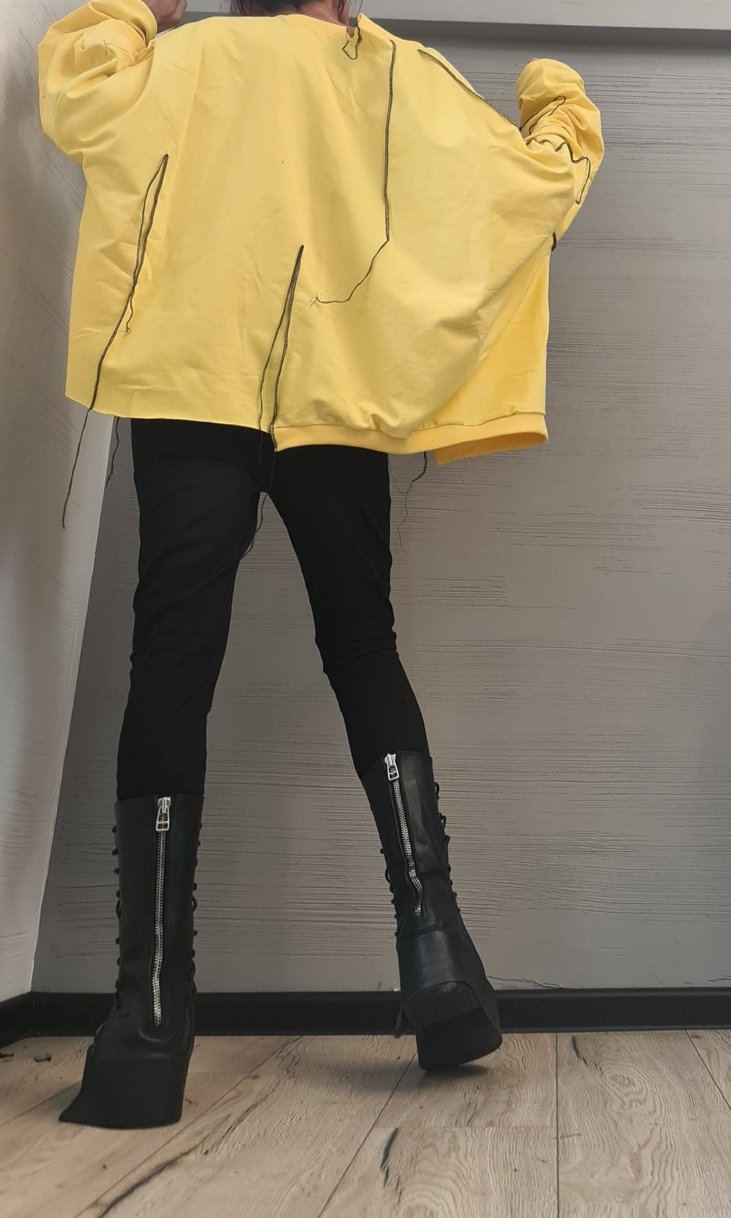 Asymmetrical tunic, Loose Tunic, Deconstructed Top, Long sleeve blouse