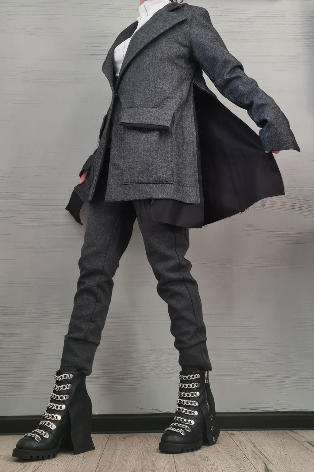 Asymmetric Jacket, Winter Jacket, Wool Jacket, Plus Size Clothing, Oversize Coat, Women Jacket, Gothic Jacket, Button Jacket