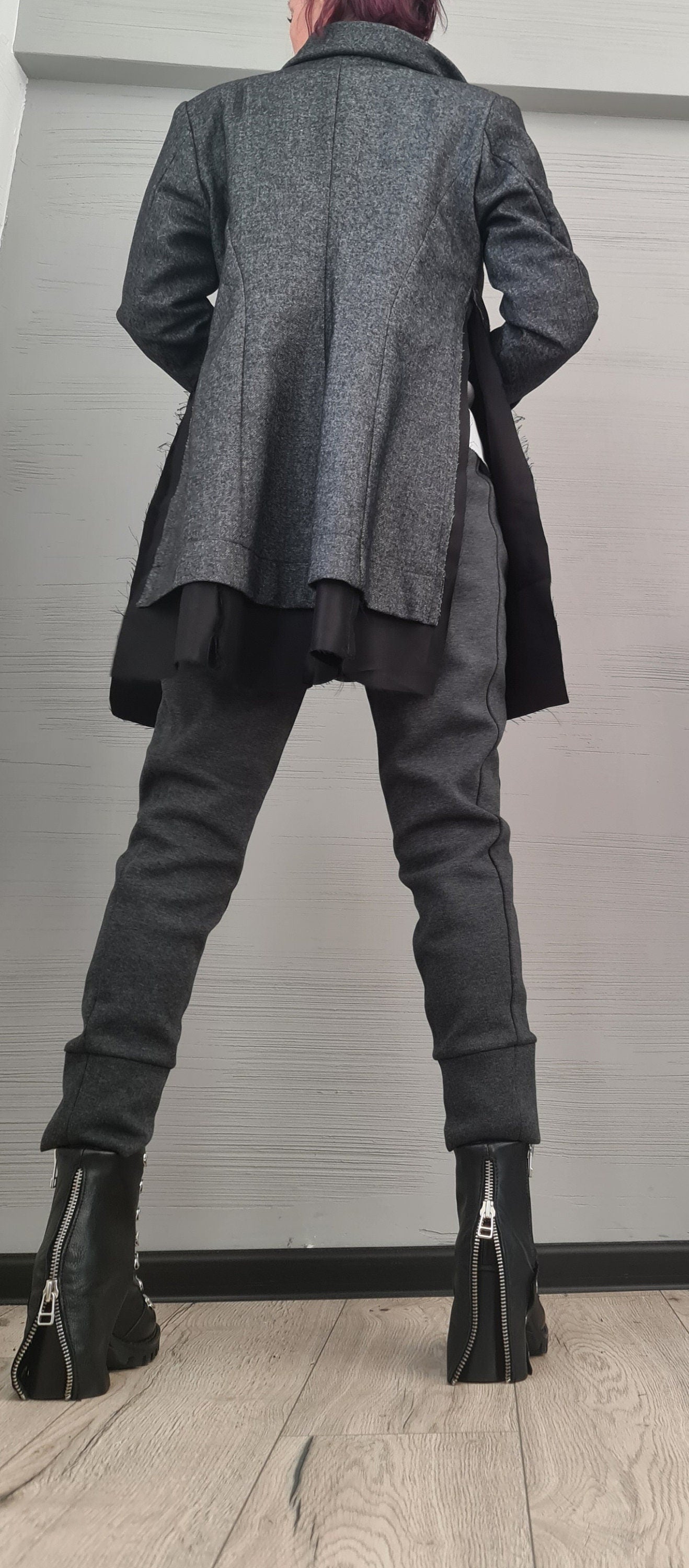 Asymmetric Jacket, Winter Jacket, Wool Jacket, Plus Size Clothing, Oversize Coat, Women Jacket, Gothic Jacket, Button Jacket