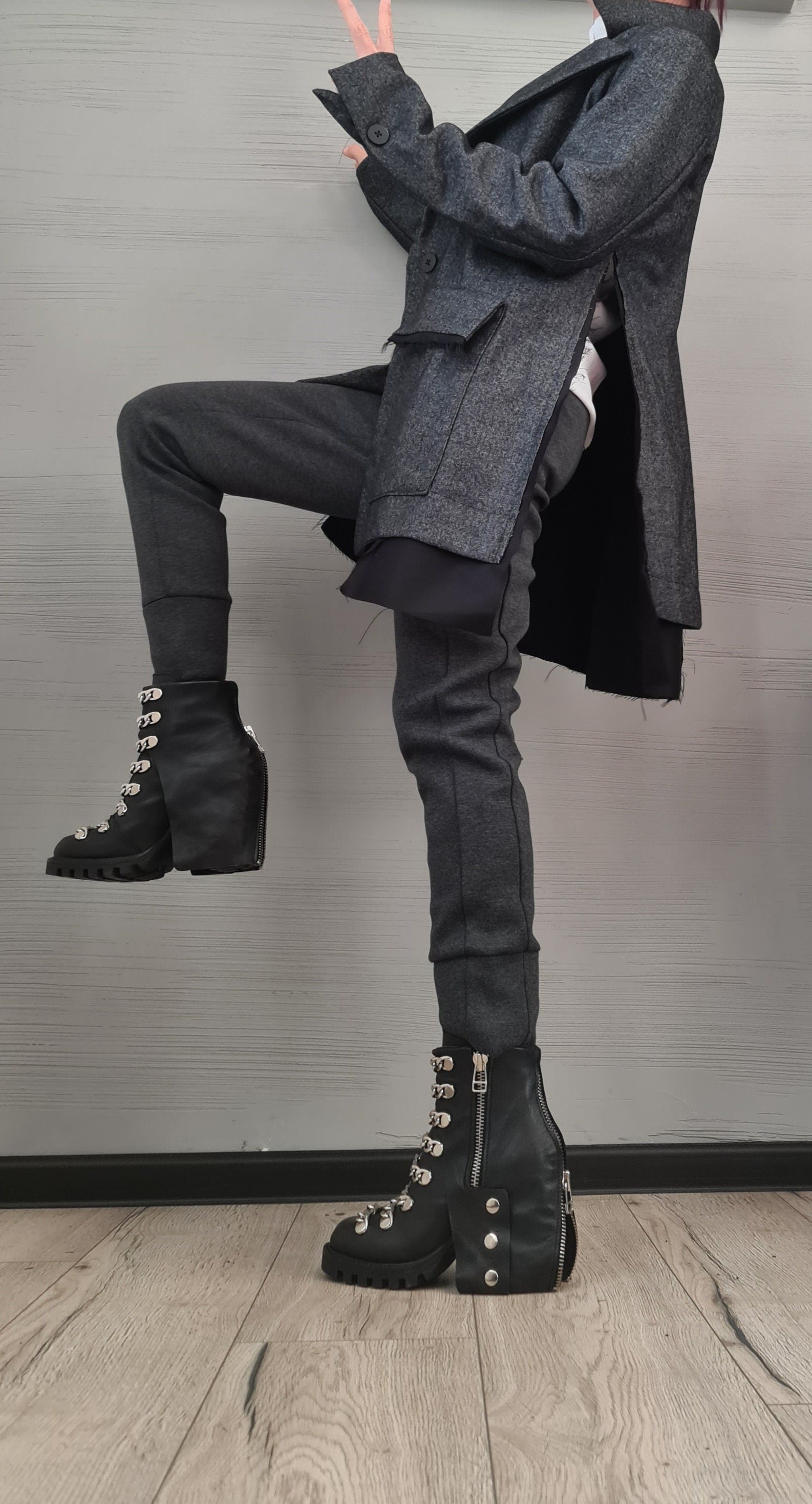 Asymmetric Jacket, Winter Jacket, Wool Jacket, Plus Size Clothing, Oversize Coat, Women Jacket, Gothic Jacket, Button Jacket