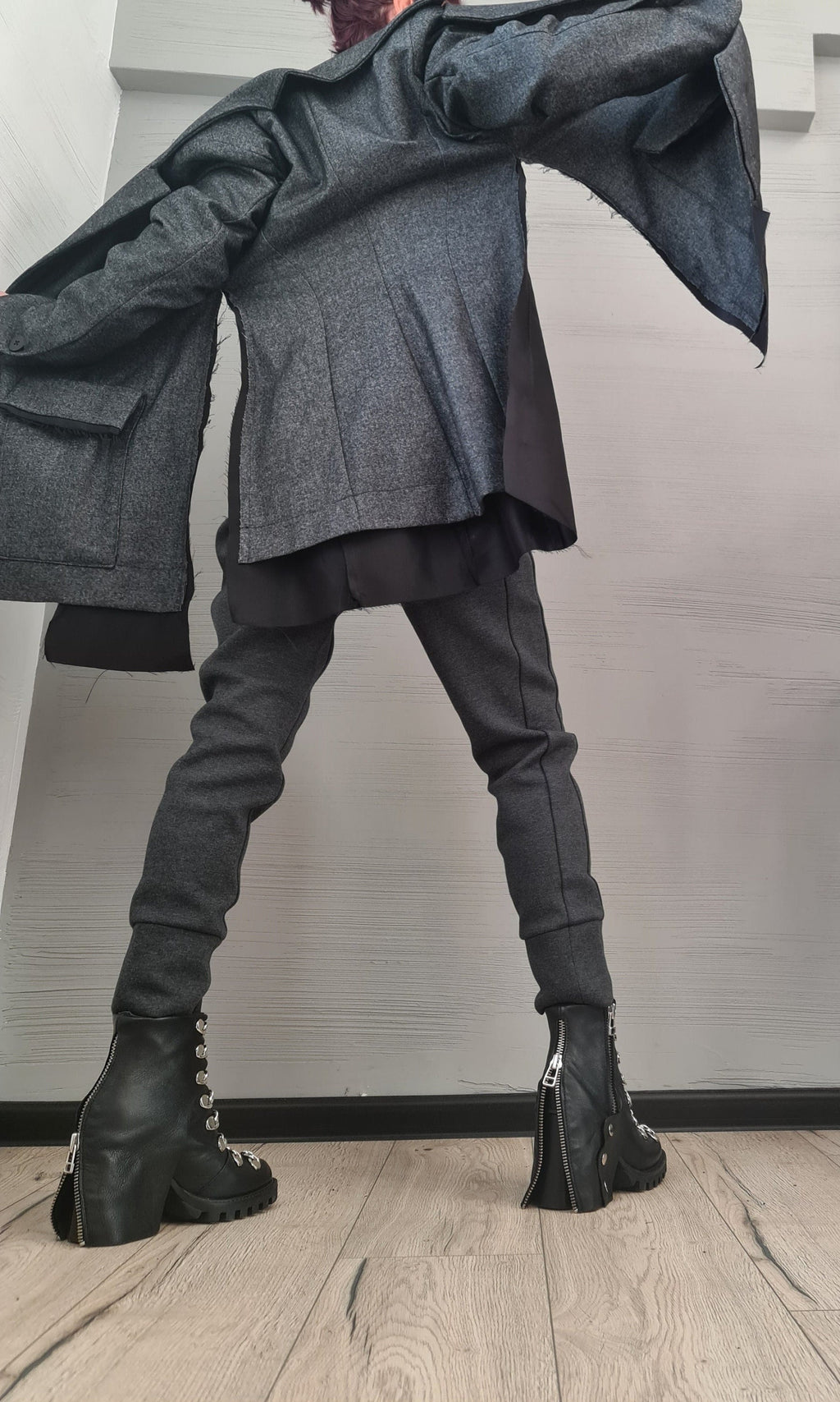 Asymmetric Jacket, Winter Jacket, Wool Jacket, Plus Size Clothing, Oversize Coat, Women Jacket, Gothic Jacket, Button Jacket