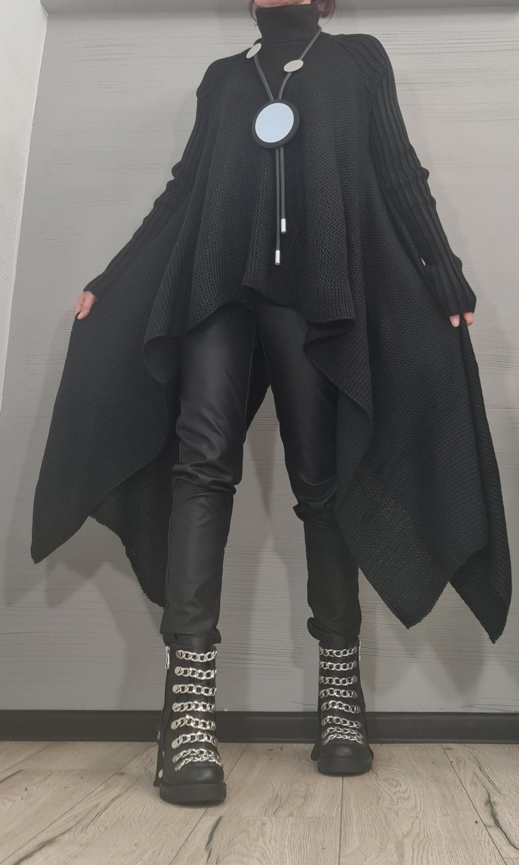 NEW Collection Knitted Sexy Turtle Neck Top Blouse, Extravagant Long Black Top, Avant Garde Blouse, Sexy Top, Long sleeve