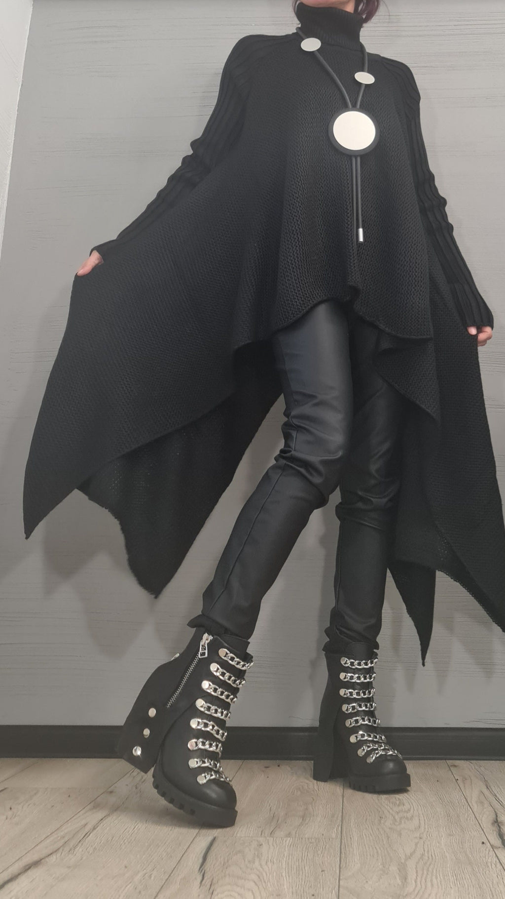 NEW Collection Knitted Sexy Turtle Neck Top Blouse, Extravagant Long Black Top, Avant Garde Blouse, Sexy Top, Long sleeve