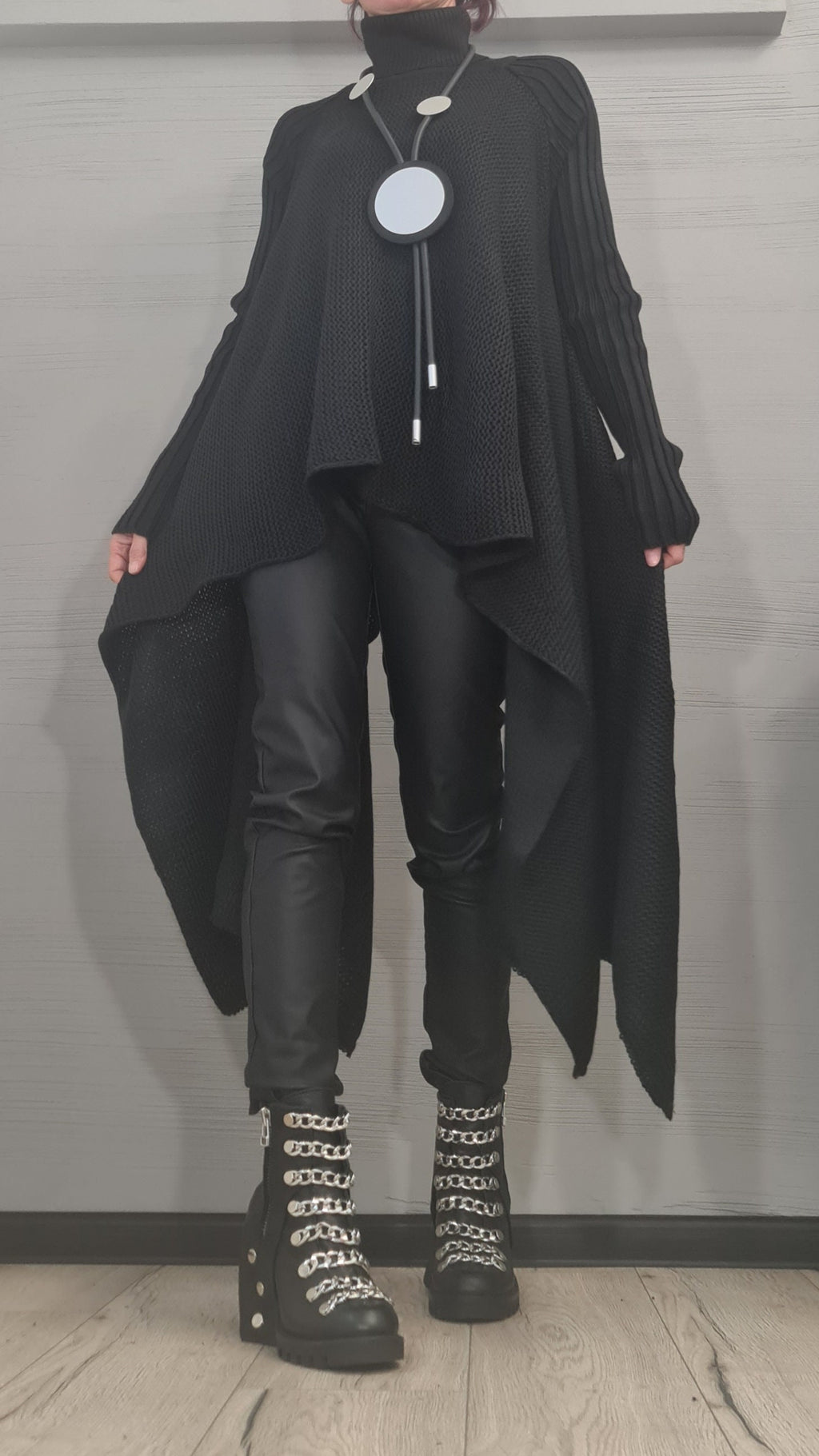 NEW Collection Knitted Sexy Turtle Neck Top Blouse, Extravagant Long Black Top, Avant Garde Blouse, Sexy Top, Long sleeve