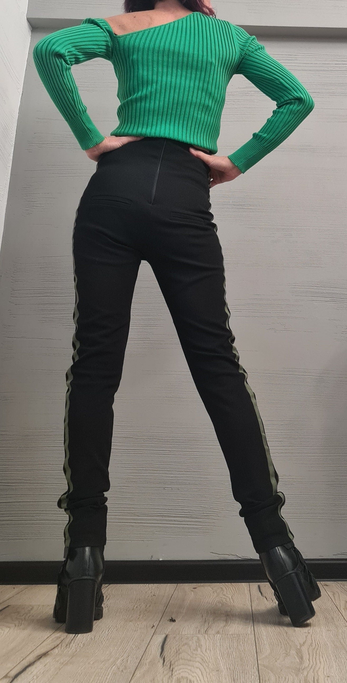 NEW COLLECTION Black Extra Long Leggings, Gothic Leggings, Sexy Slim Fit Black Pants, High waist