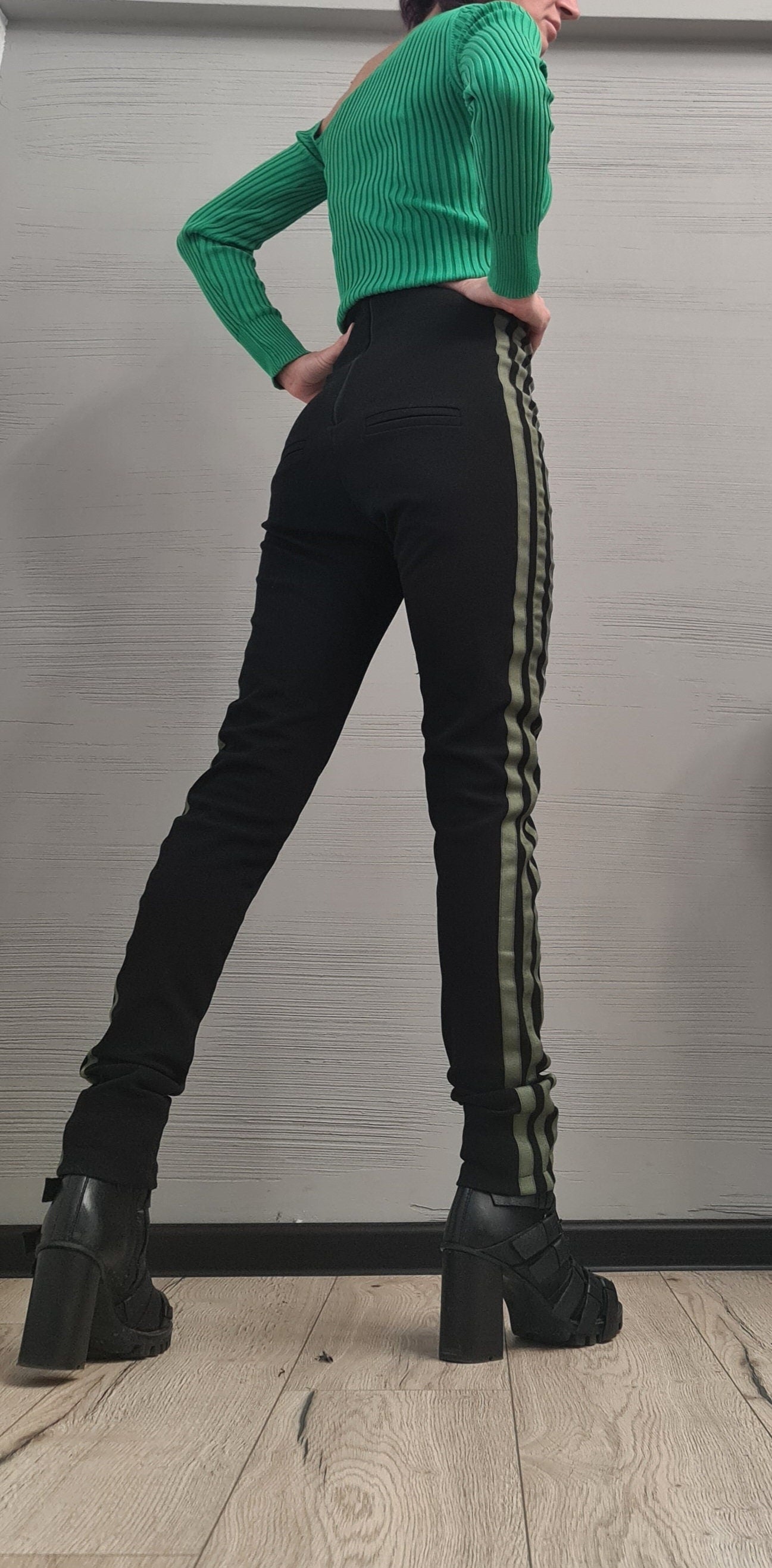 NEW COLLECTION Black Extra Long Leggings, Gothic Leggings, Sexy Slim Fit Black Pants, High waist