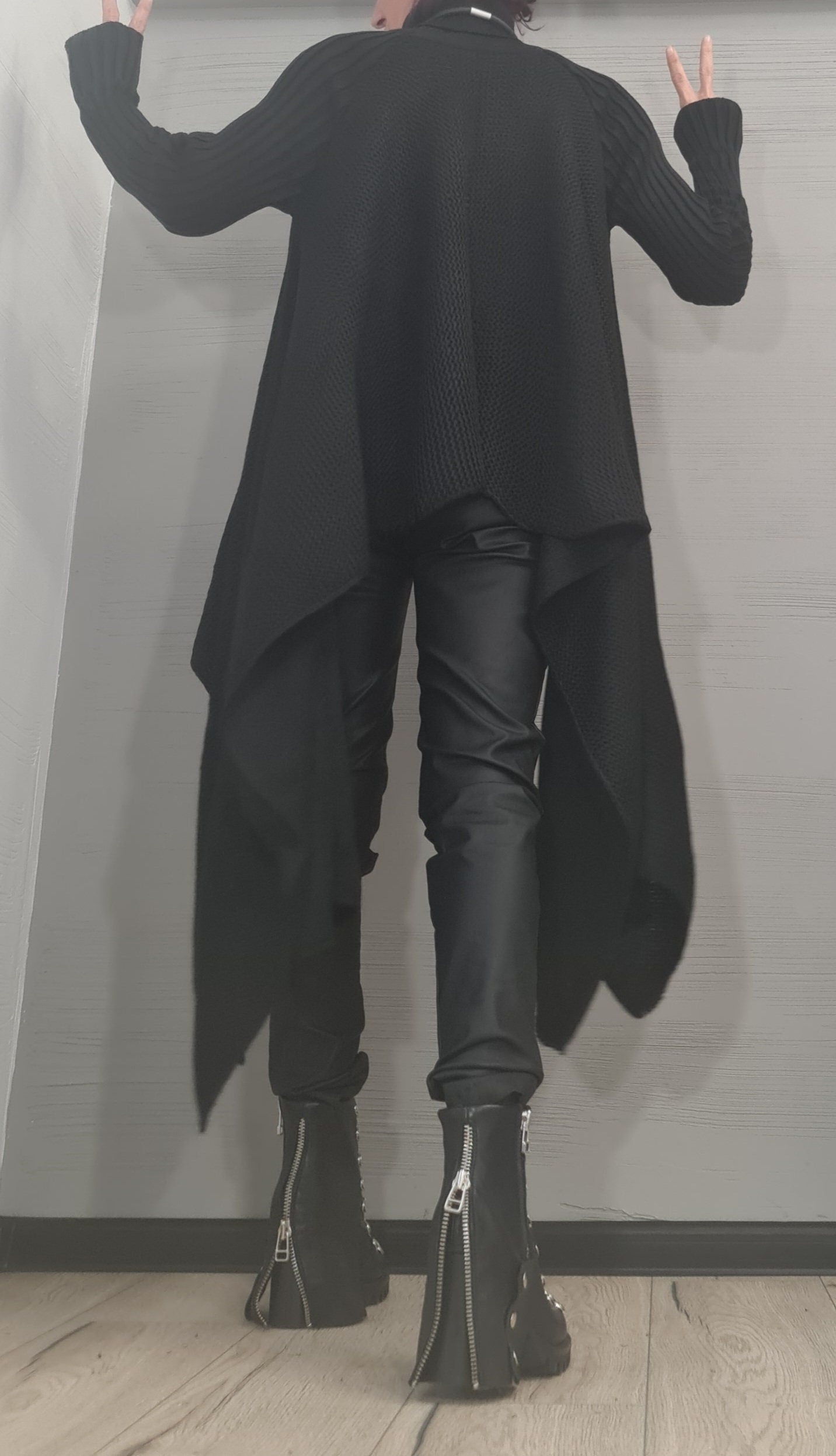 NEW Collection Knitted Sexy Turtle Neck Top Blouse, Extravagant Long Black Top, Avant Garde Blouse, Sexy Top, Long sleeve