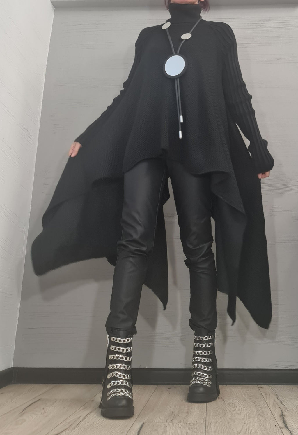 NEW Collection Knitted Sexy Turtle Neck Top Blouse, Extravagant Long Black Top, Avant Garde Blouse, Sexy Top, Long sleeve