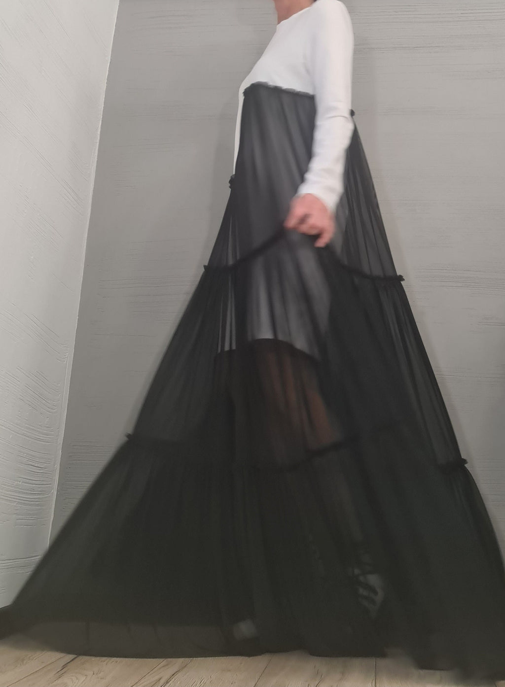 Cocktail Dress, Party Tull Dress, Sexy Dress Extravagant Dress, Asymmetric Tull  Dress, Plus Size Clothing, Maxi Dress, Long sleeve