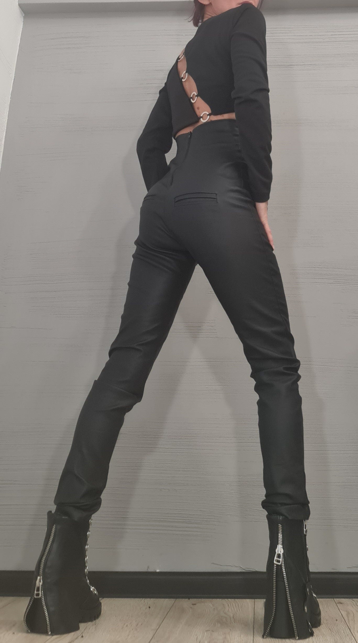 NEW Collection Cotton Sexy Black Short Fitted Top Blouse, Extravagant Top, Avant Garde Blouse, Sexy Top Open back