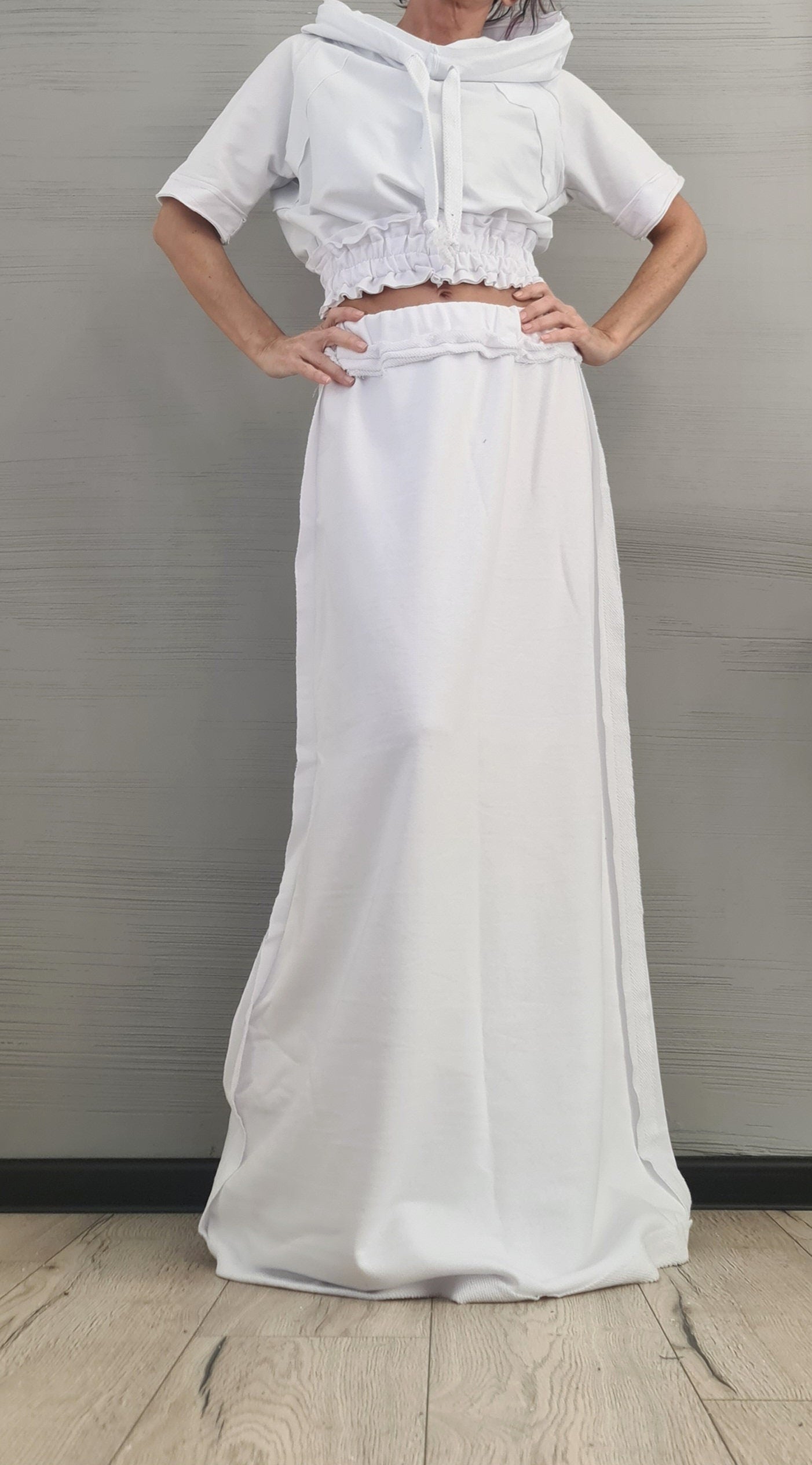 New collection Blouse And Skirt Set, Cotton Women Costume, Extravagant Skirt, Sexy Women Suit, Avant Garde Skirt Outside Seam