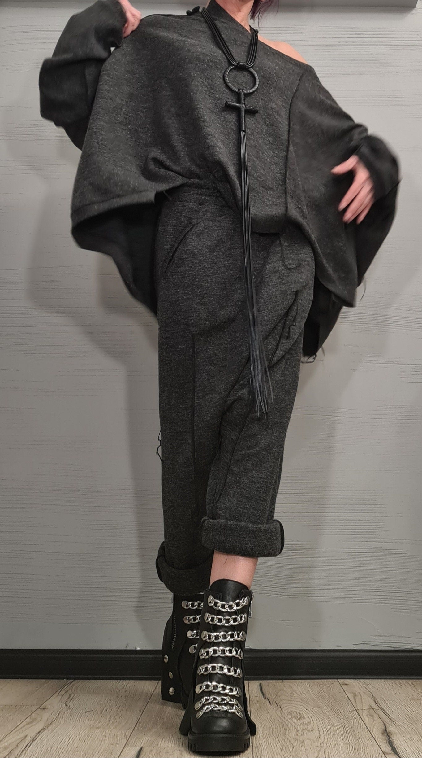 New collection Extravagant Knitted Set, Harem pant, Asymmetrical Set, Outwear Women Set, Harem Pants, Outer seam