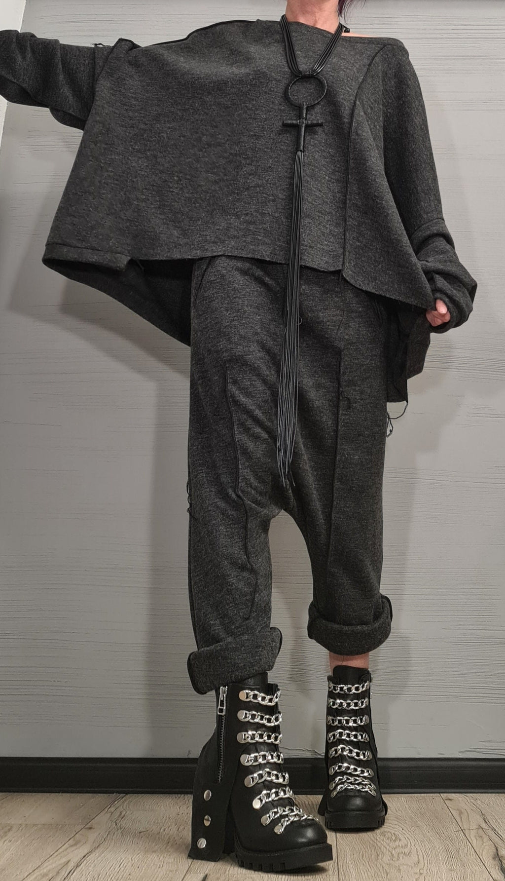 New collection Extravagant Knitted Set, Harem pant, Asymmetrical Set, Outwear Women Set, Harem Pants, Outer seam