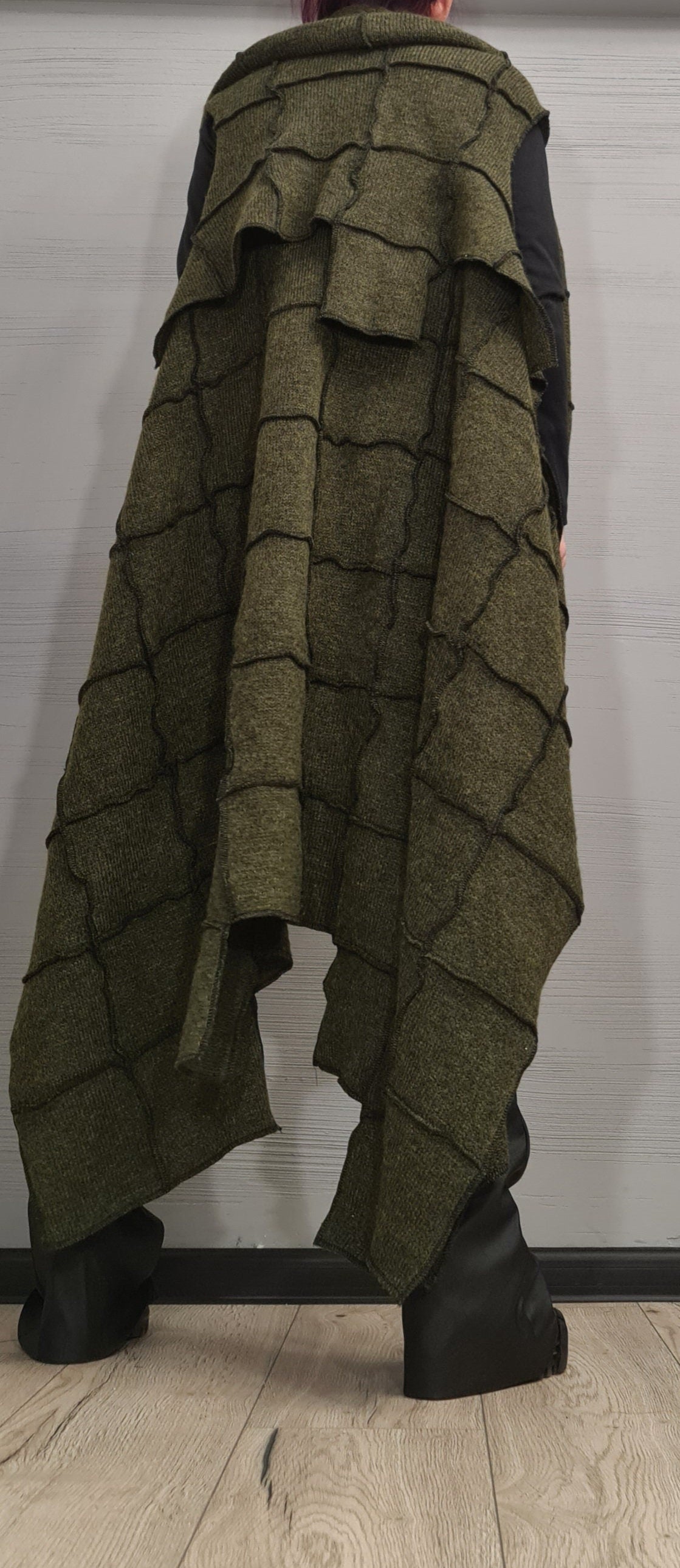 Asymmetric cardigan, Knitted Vest, Loose Vest, Long Vest, Loose Knit Vest, Avant Garde Clothing, Sleeveless cardigan