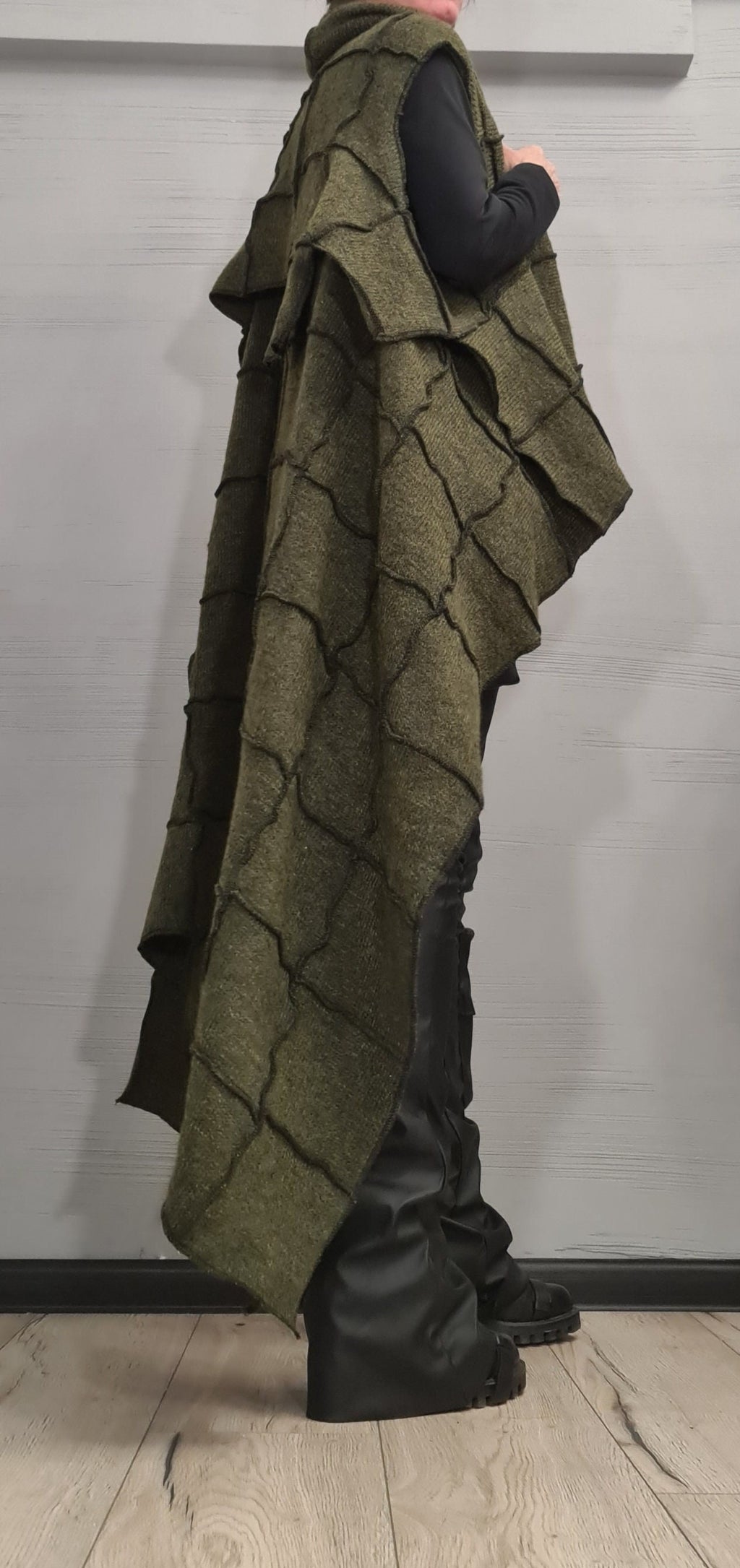 Asymmetric cardigan, Knitted Vest, Loose Vest, Long Vest, Loose Knit Vest, Avant Garde Clothing, Sleeveless cardigan