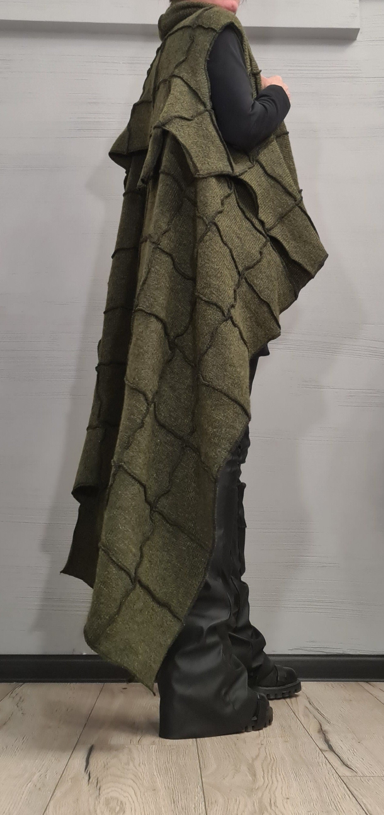 Asymmetric cardigan, Knitted Vest, Loose Vest, Long Vest, Loose Knit Vest, Avant Garde Clothing, Sleeveless cardigan