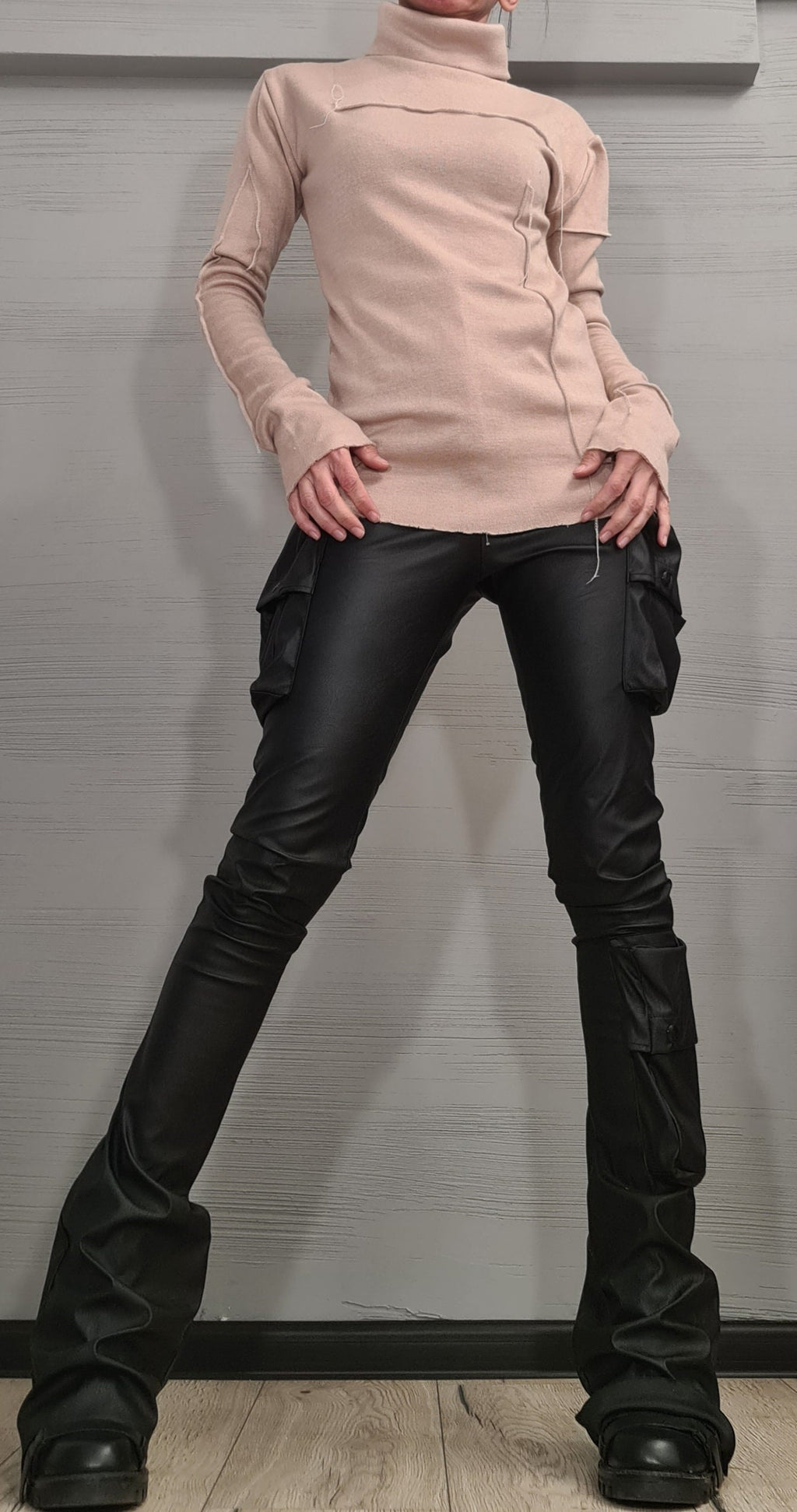 NEW Collection Knitted Sexy Black Turtle Neck Fitted Top Blouse, Extravagant Beige Blouse, Warm and soft blouse, Sexy Top, Outer seam