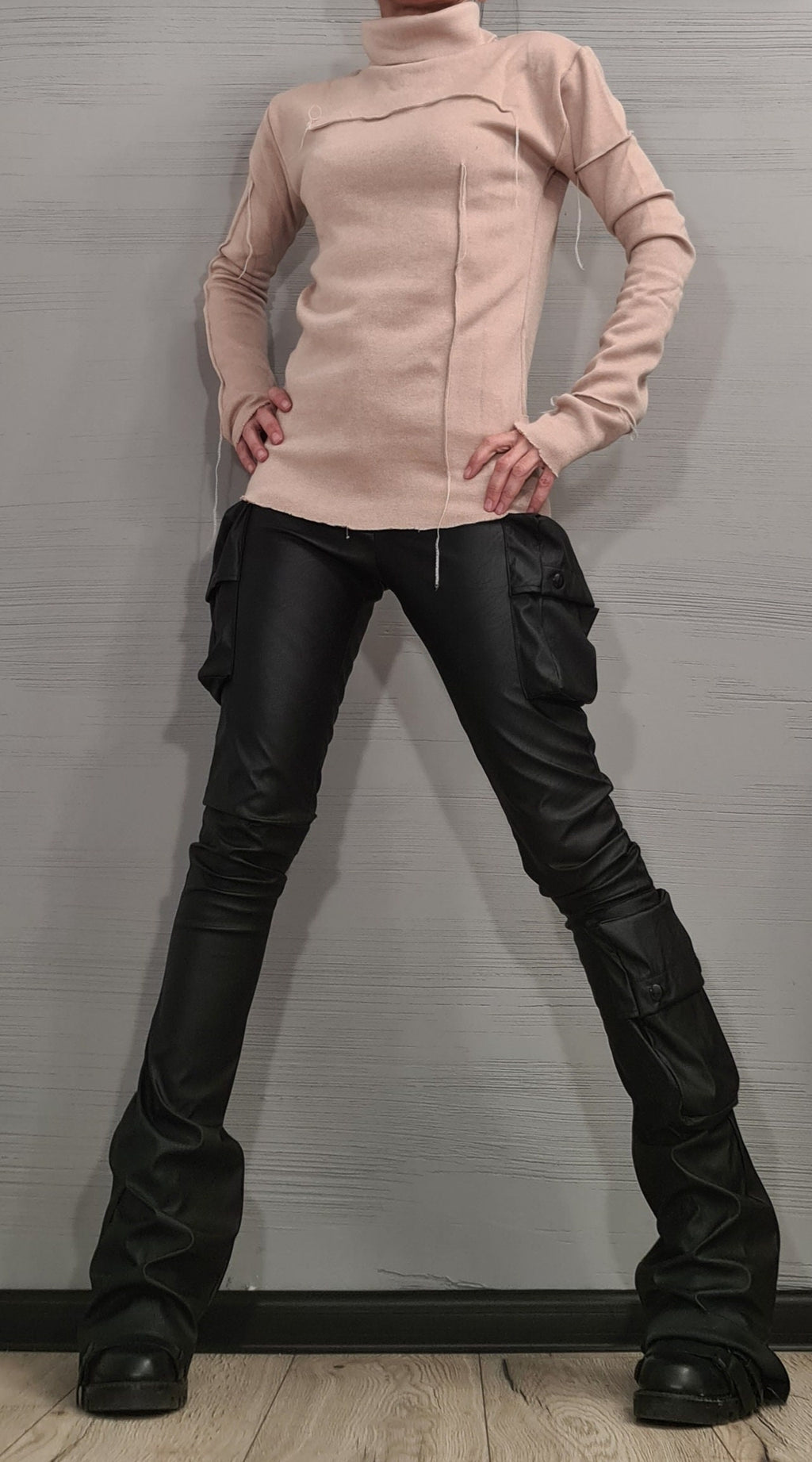 NEW Collection Knitted Sexy Black Turtle Neck Fitted Top Blouse, Extravagant Beige Blouse, Warm and soft blouse, Sexy Top, Outer seam