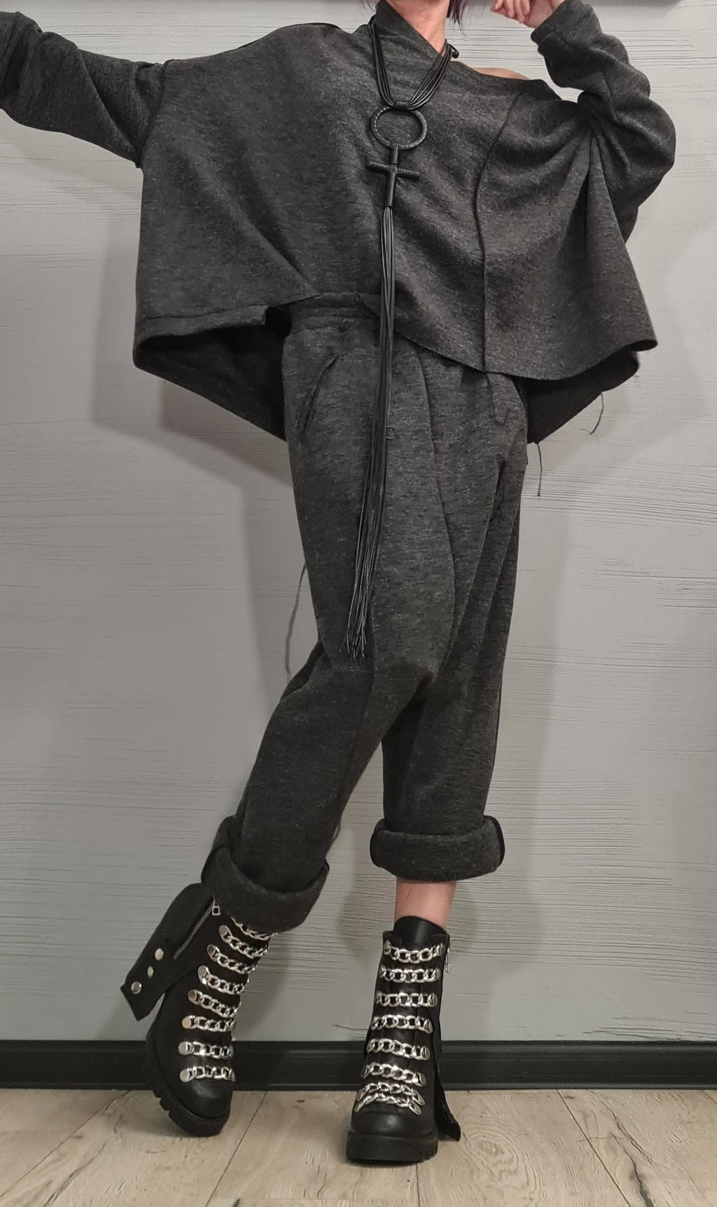 New collection Extravagant Knitted Set, Harem pant, Asymmetrical Set, Outwear Women Set, Harem Pants, Outer seam