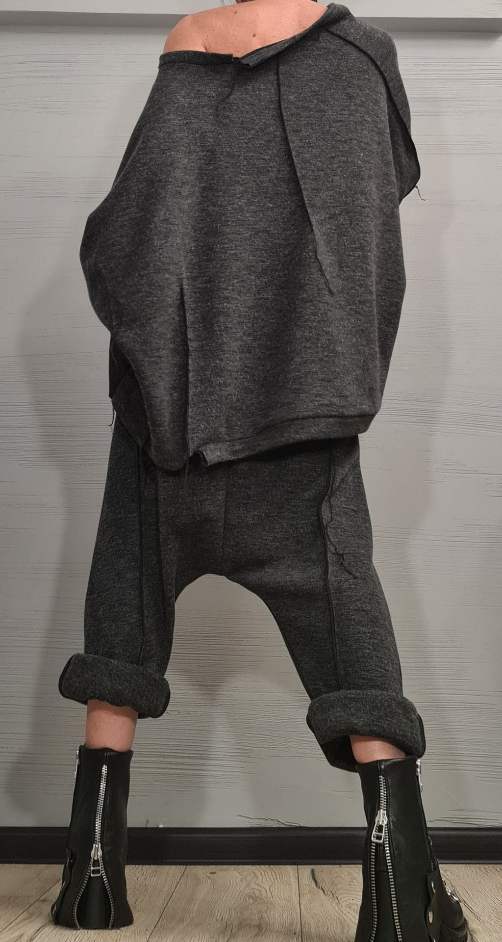 New collection Extravagant Knitted Set, Harem pant, Asymmetrical Set, Outwear Women Set, Harem Pants, Outer seam