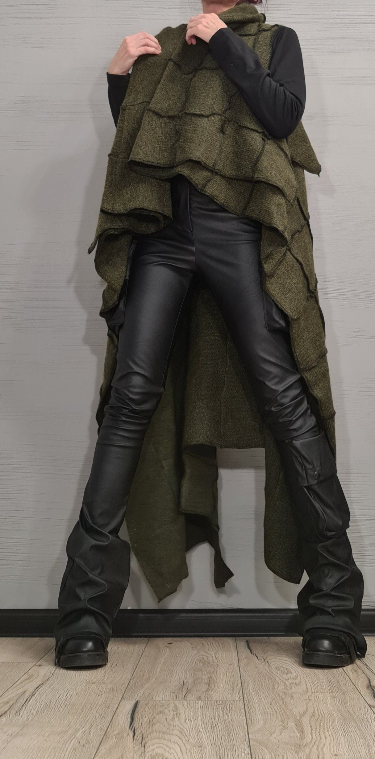 Asymmetric cardigan, Knitted Vest, Loose Vest, Long Vest, Loose Knit Vest, Avant Garde Clothing, Sleeveless cardigan