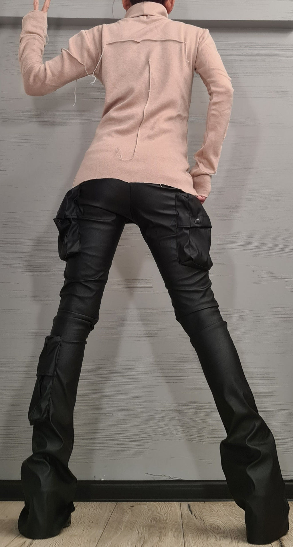 NEW Collection Knitted Sexy Black Turtle Neck Fitted Top Blouse, Extravagant Beige Blouse, Warm and soft blouse, Sexy Top, Outer seam