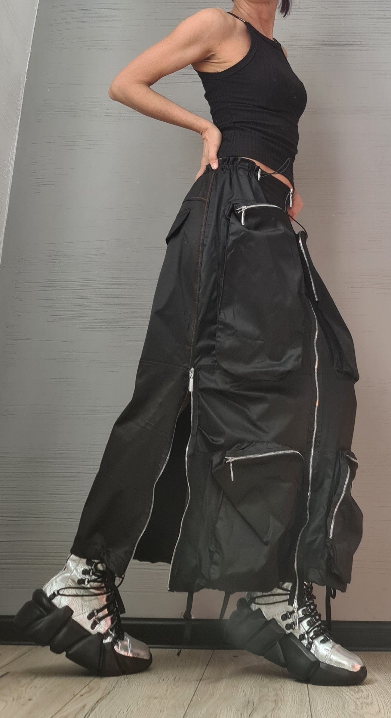 Silver Extravagant Shoes, Genuine Leather Sneakers, All Seasons Shoes, Ankle Sneakers, Ties at the front, zip at the back