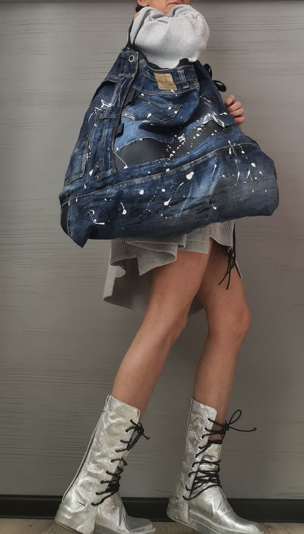 Extravagant Knitted  Loose Dress Tunic, Asymmetric Dress, Long DressTunic , Sexy Dress, Long Sleeve, New collection Grey