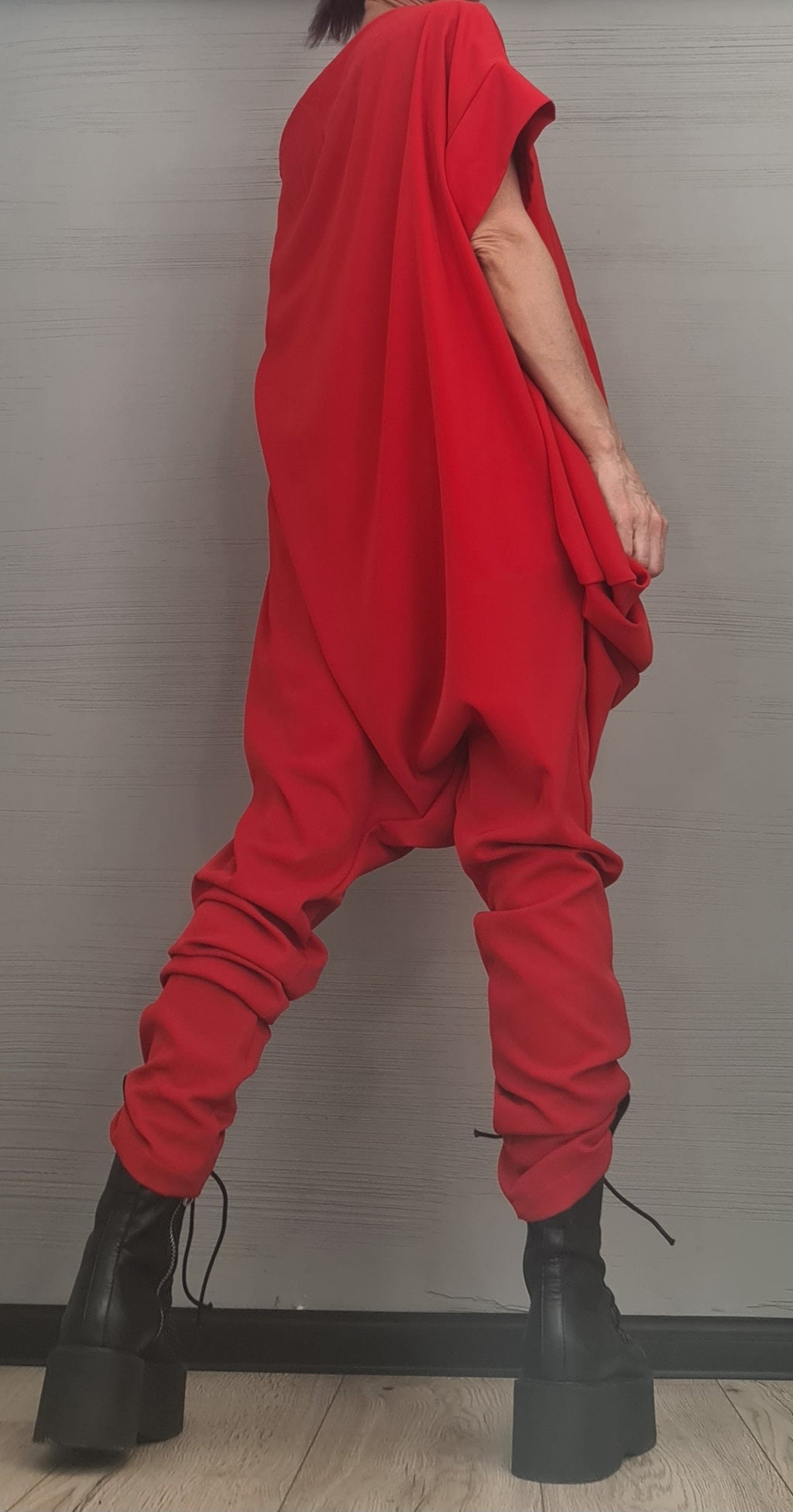 Asymmetric long Jumpsuit, Harem Jumpsuit, Boho Jumpsuit, Extravagant Wide Overall,  Sleeveless Jumpsuit DRESSSHOESCODE