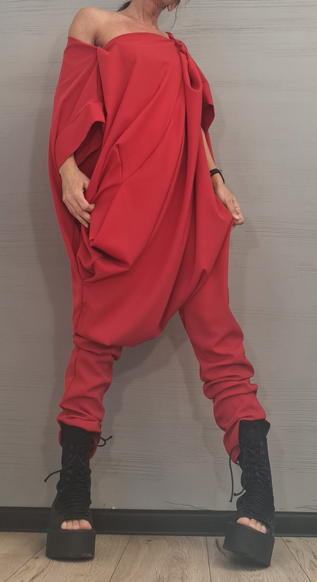 Asymmetric long Jumpsuit, Harem Jumpsuit, Boho Jumpsuit, Extravagant Wide Overall,  Sleeveless Jumpsuit DRESSSHOESCODE