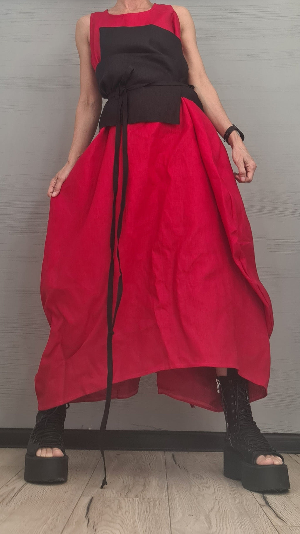 Linen Asymmetric Dress with Corset, Extravagant Oversize  Long Dress, Open Back Dress, Sexy Long Dress, Sleeveless Dress, Summer Dress