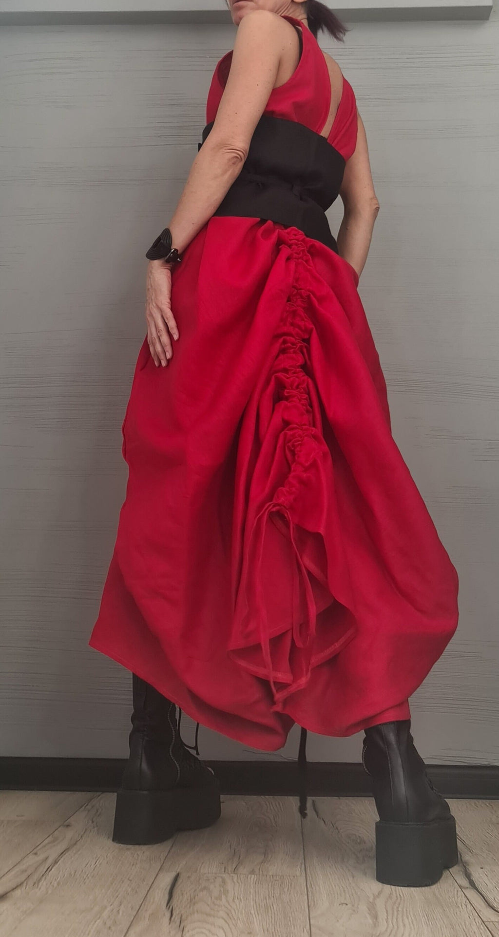 Linen Asymmetric Dress with Corset, Extravagant Oversize  Long Dress, Open Back Dress, Sexy Long Dress, Sleeveless Dress, Summer Dress