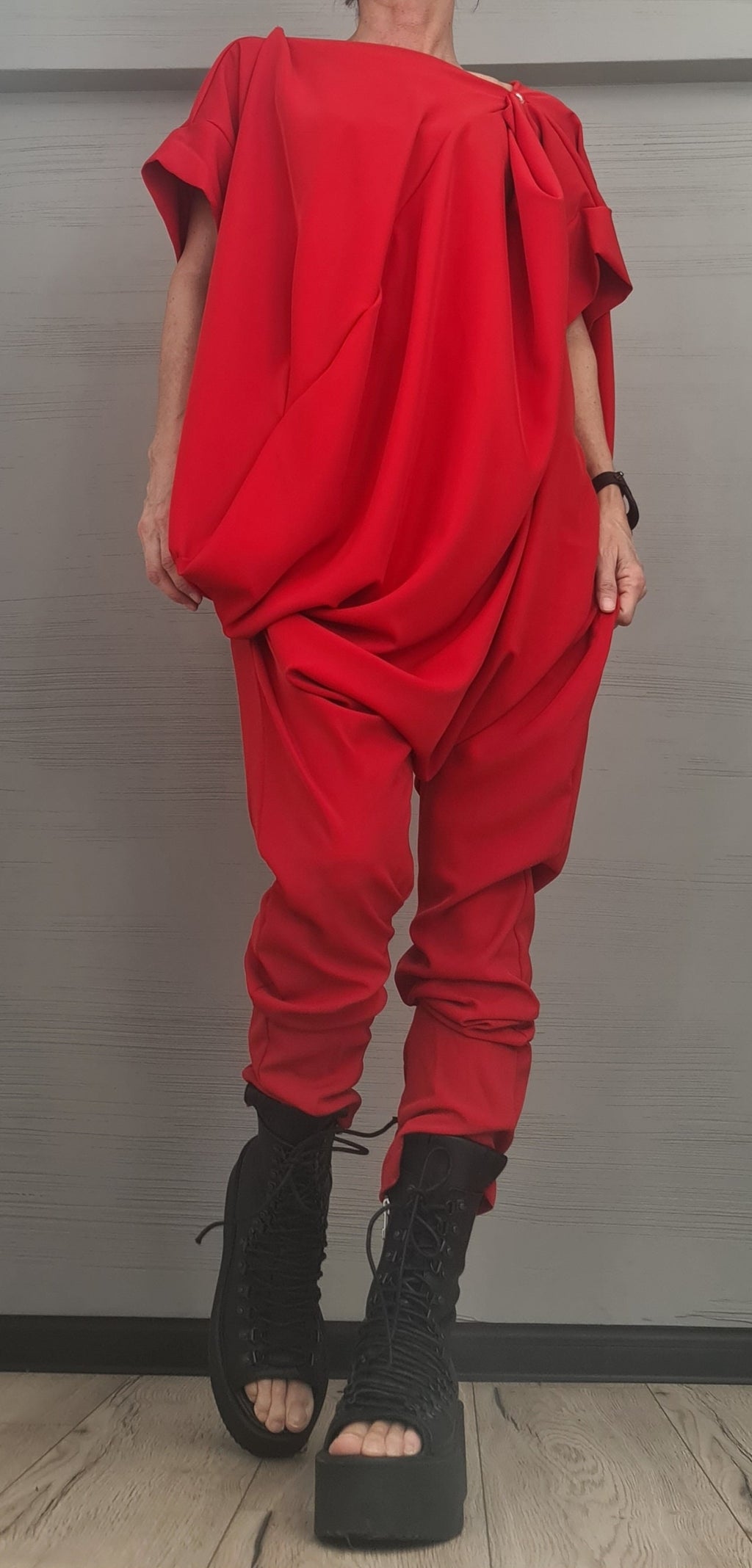 Asymmetric long Jumpsuit, Harem Jumpsuit, Boho Jumpsuit, Extravagant Wide Overall,  Sleeveless Jumpsuit DRESSSHOESCODE