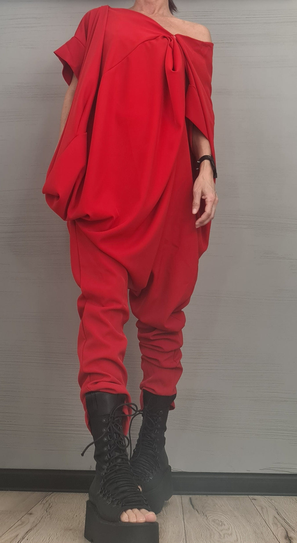 Asymmetric long Jumpsuit, Harem Jumpsuit, Boho Jumpsuit, Extravagant Wide Overall,  Sleeveless Jumpsuit DRESSSHOESCODE