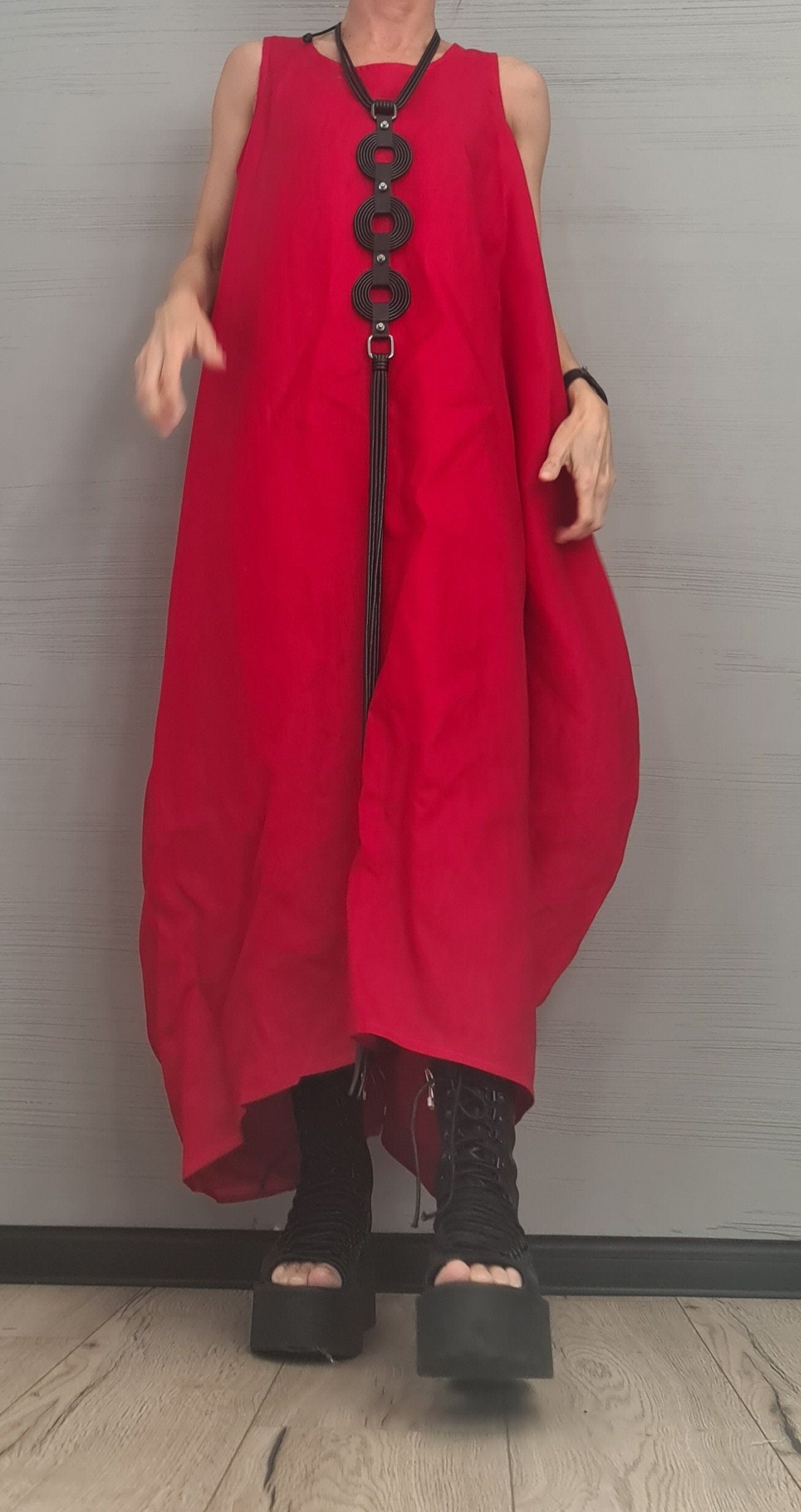 Linen Asymmetric Dress with Corset, Extravagant Oversize  Long Dress, Open Back Dress, Sexy Long Dress, Sleeveless Dress, Summer Dress