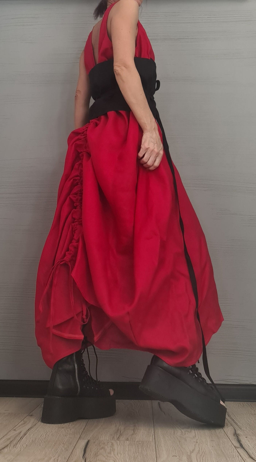 Linen Asymmetric Dress with Corset, Extravagant Oversize  Long Dress, Open Back Dress, Sexy Long Dress, Sleeveless Dress, Summer Dress