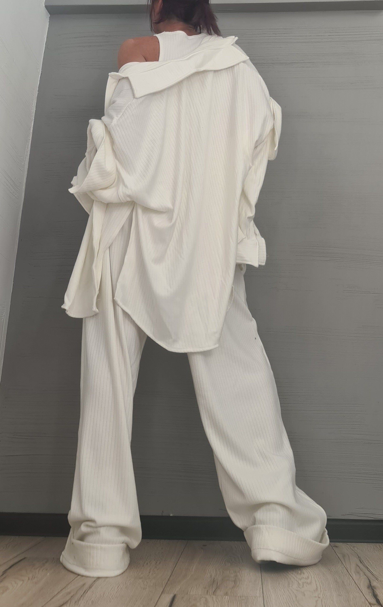 New collection  Extravagant Outwear Women Set, Extravagant Cotton Set, Loose Pants, Top and Shirt, DRESSSHOESCODE