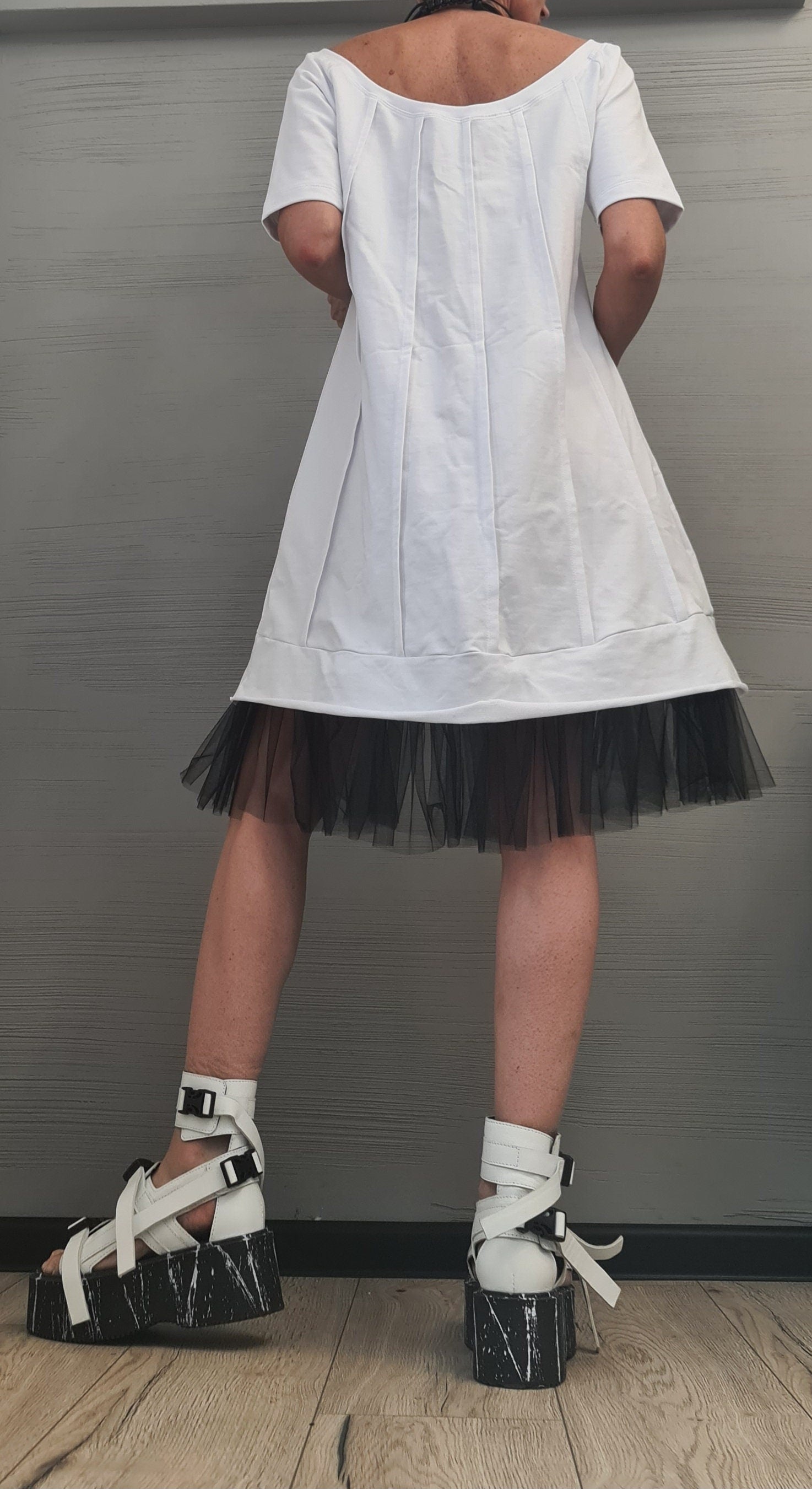 Dress Tunic, Avant Garde Loose Dress, Deconstructed Oversize Dress, Dress with tulle