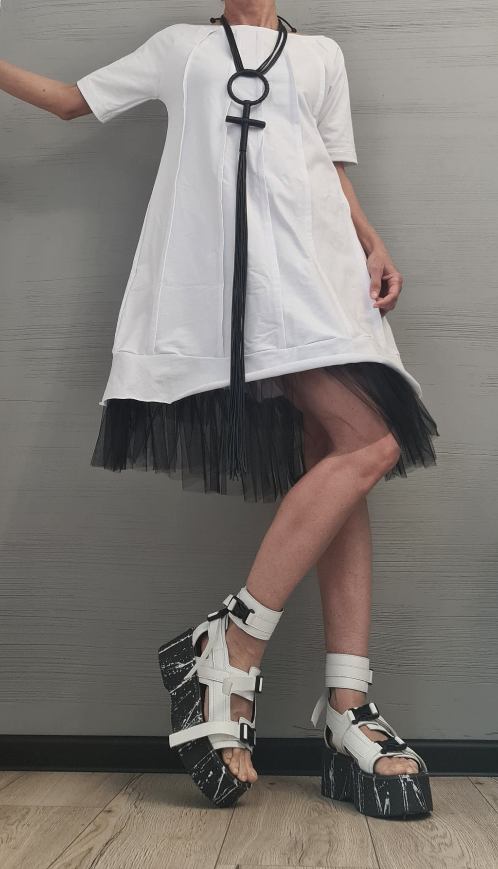 Dress Tunic, Avant Garde Loose Dress, Deconstructed Oversize Dress, Dress with tulle