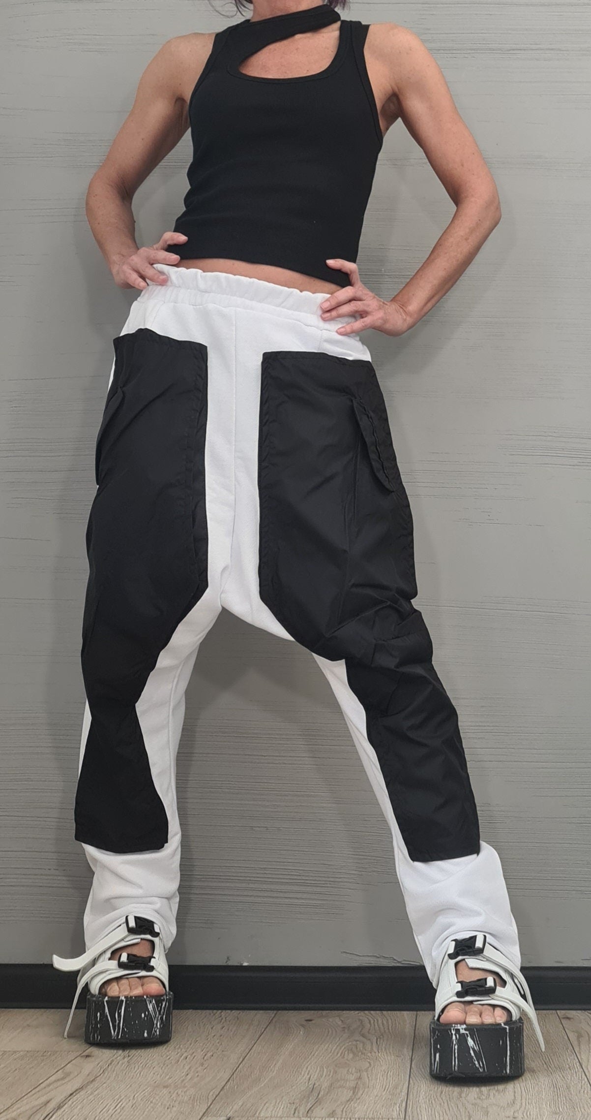 Extravagant Pants, Harem Casual Pants, Urban Pants, Loose Pants, Cotton Hot pink Pants, Gothic Pants, Outer pockets, New collection