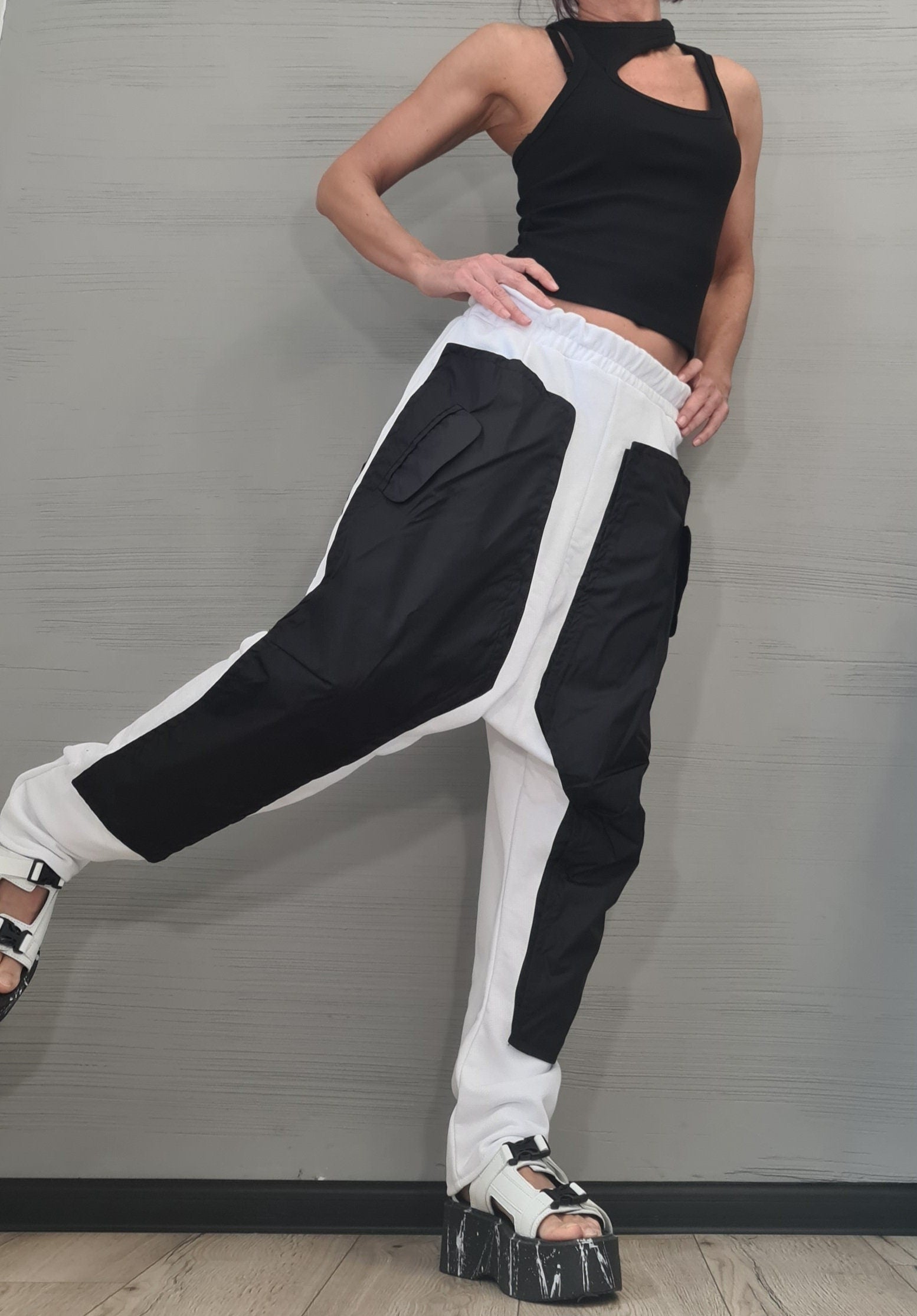 Extravagant Pants, Harem Casual Pants, Urban Pants, Loose Pants, Cotton Hot pink Pants, Gothic Pants, Outer pockets, New collection