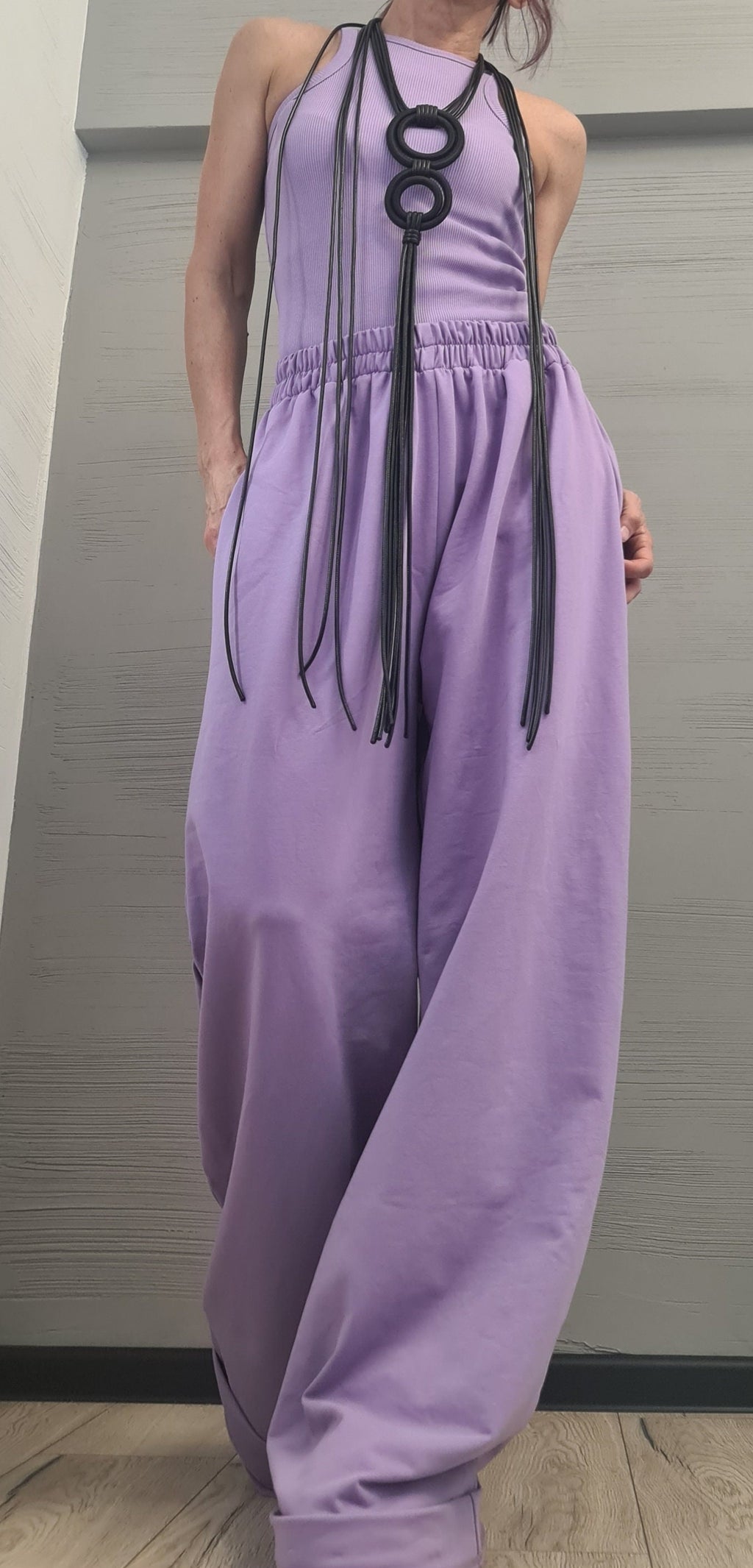 New collection  Lavender 3 parts Women Set, Extravagant Cotton Set, Loose Pants, Top and Shirt, DRESSSHOESCODE