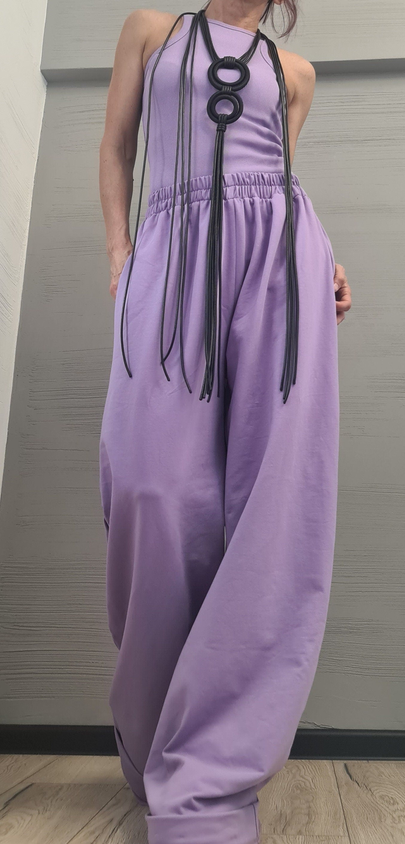 New collection  Lavender 3 parts Women Set, Extravagant Cotton Set, Loose Pants, Top and Shirt, DRESSSHOESCODE