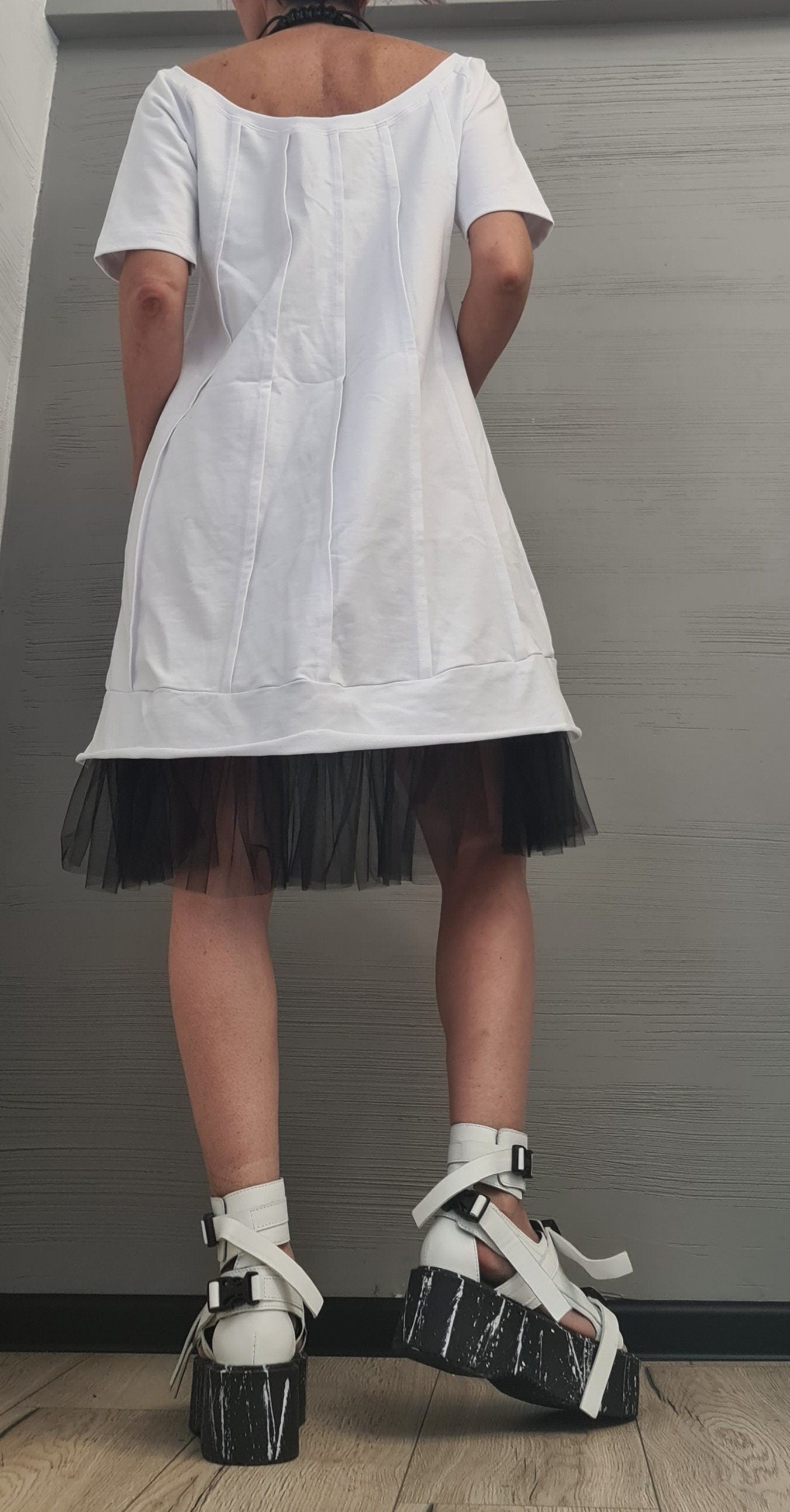 Dress Tunic, Avant Garde Loose Dress, Deconstructed Oversize Dress, Dress with tulle