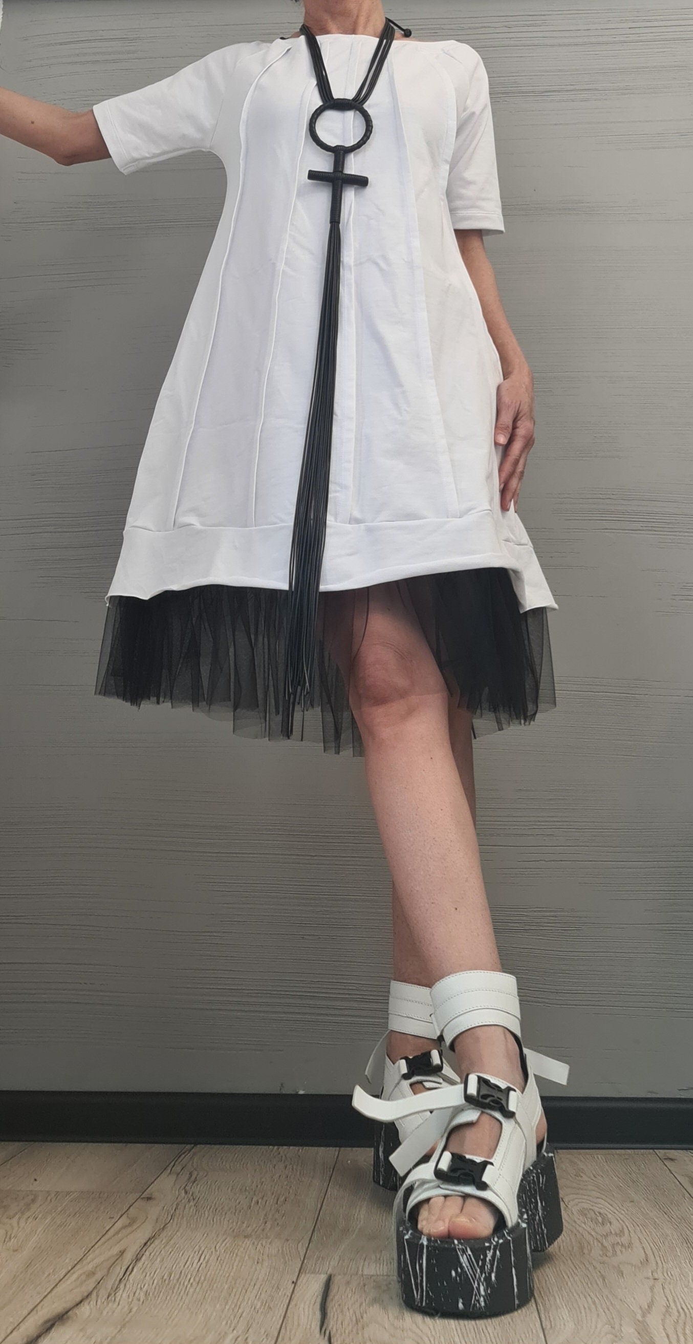 Dress Tunic, Avant Garde Loose Dress, Deconstructed Oversize Dress, Dress with tulle