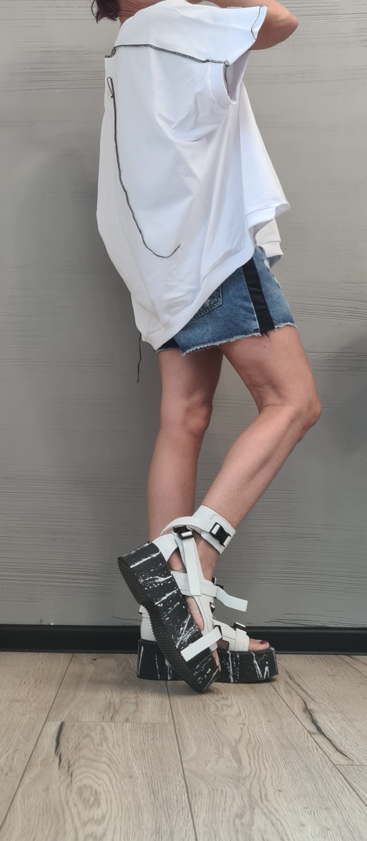 Asymmetrical Blouse, Avant Garde Blouse, Loose Blouse, Deconstructed Top, Steampunk Tunic, Oversize Tunic