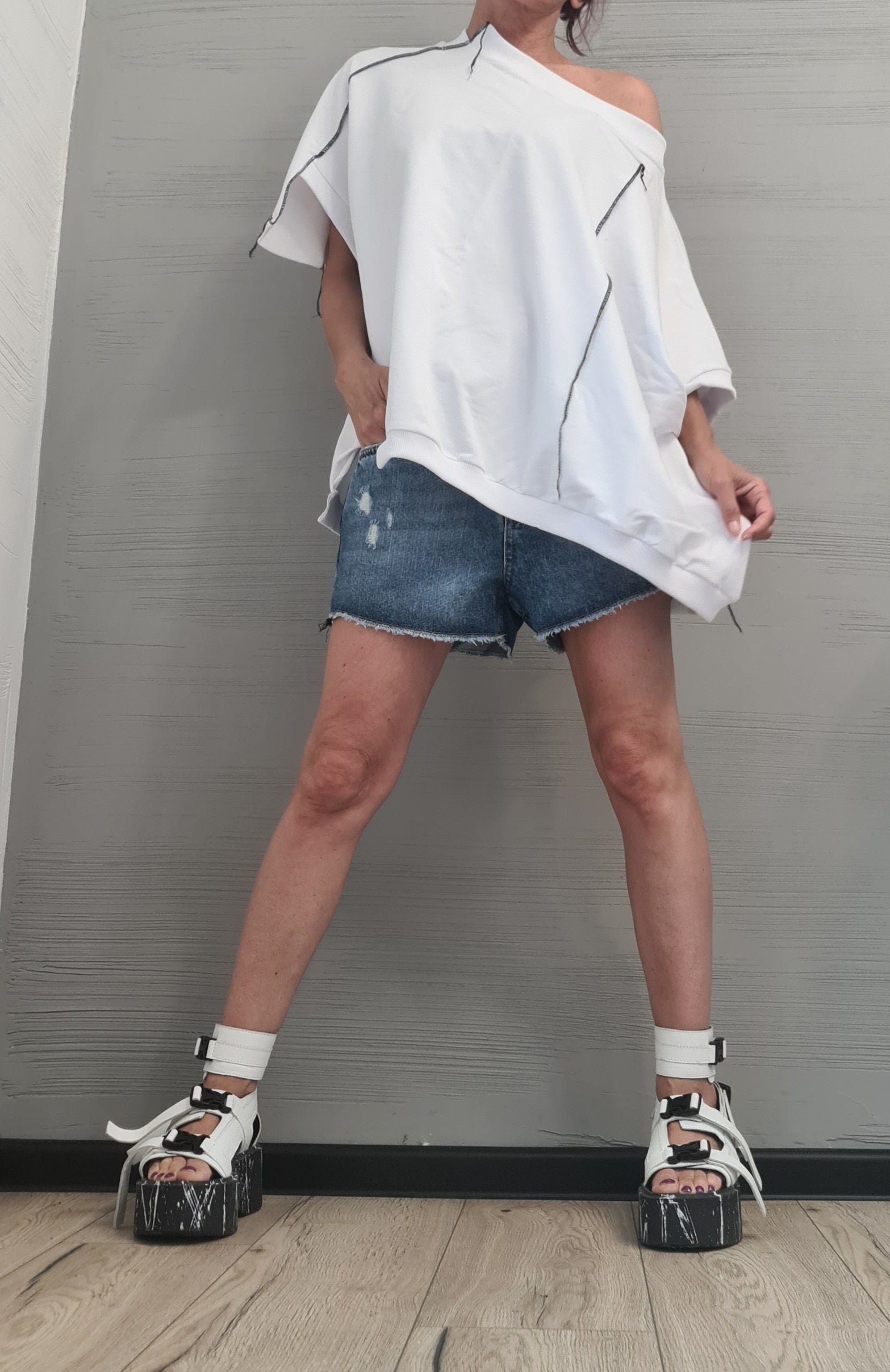 Asymmetrical Blouse, Avant Garde Blouse, Loose Blouse, Deconstructed Top, Steampunk Tunic, Oversize Tunic