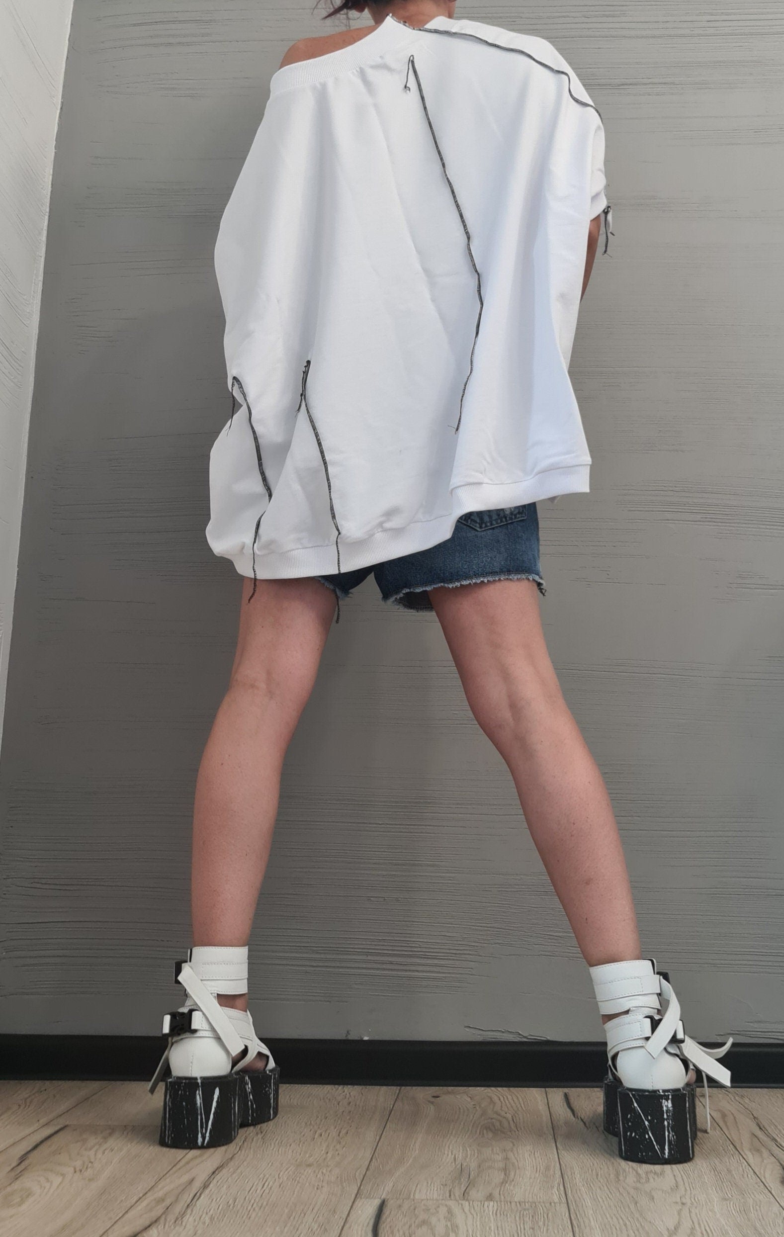 Asymmetrical Blouse, Avant Garde Blouse, Loose Blouse, Deconstructed Top, Steampunk Tunic, Oversize Tunic