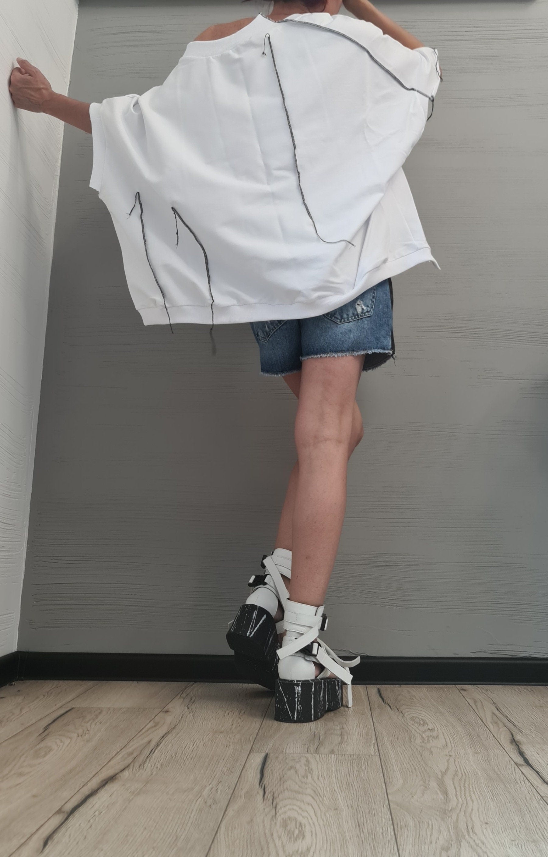 Asymmetrical Blouse, Avant Garde Blouse, Loose Blouse, Deconstructed Top, Steampunk Tunic, Oversize Tunic